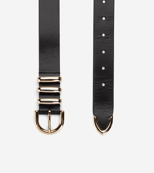 Beveled Edge Modern 3PC Belt Set in Black | Cole Haan display picture 3