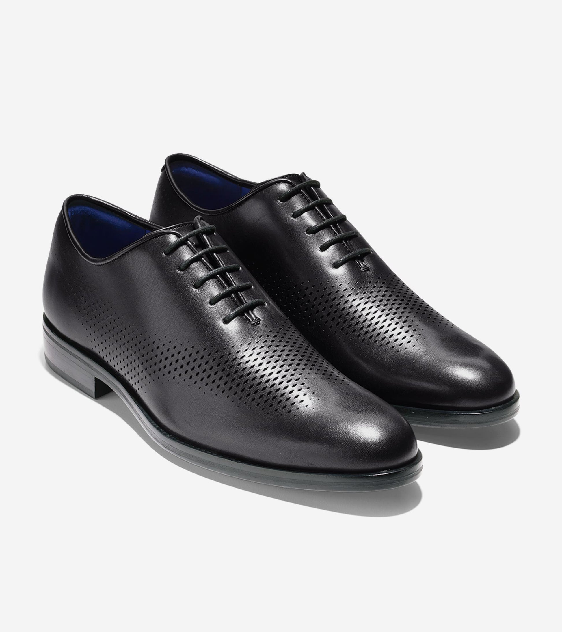 Men's Washington Grand Laser Wingtip Oxfords-Black Leather