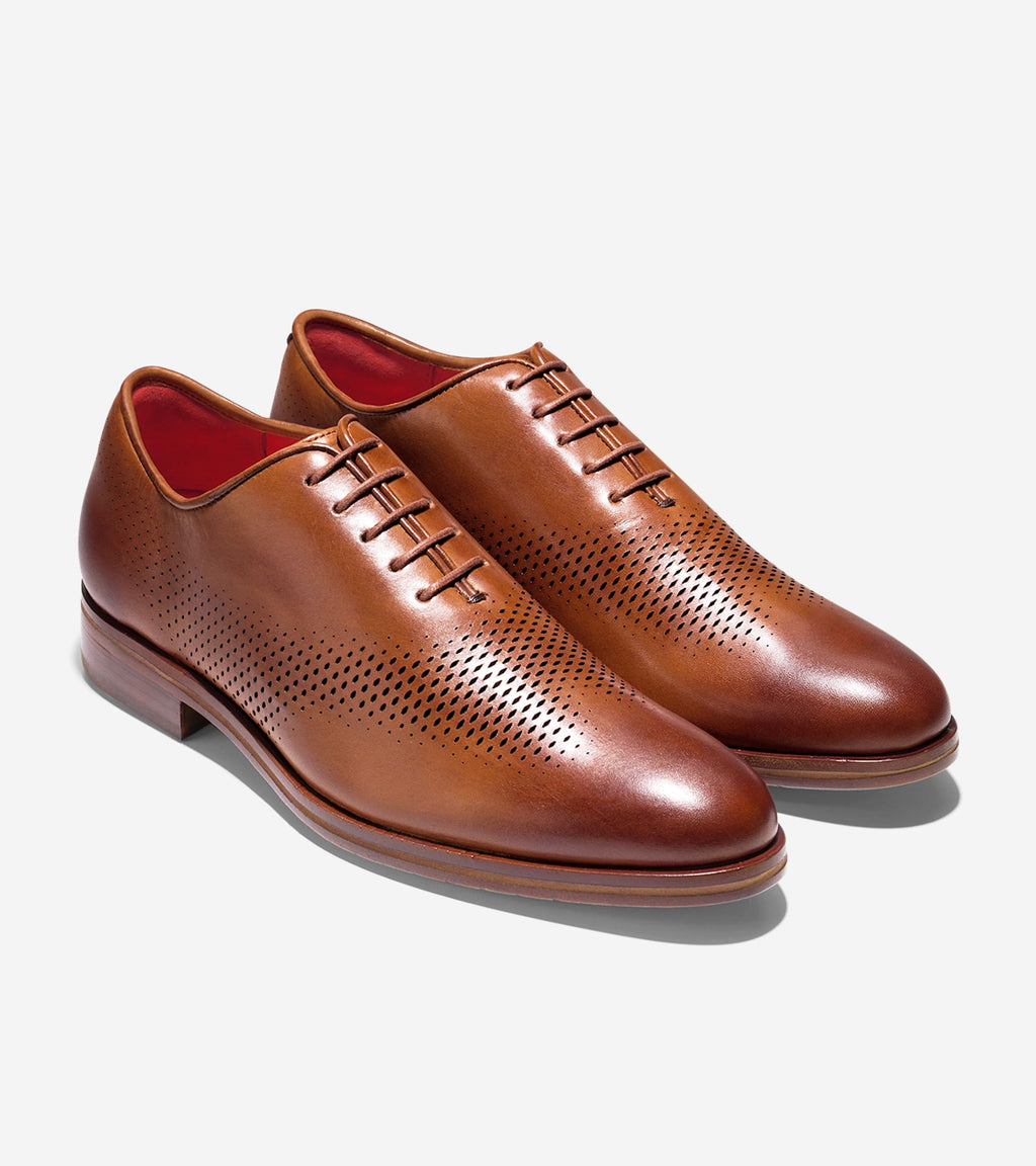 Men's Washington Grand Laser Wingtip Oxfords-British Tan Leather