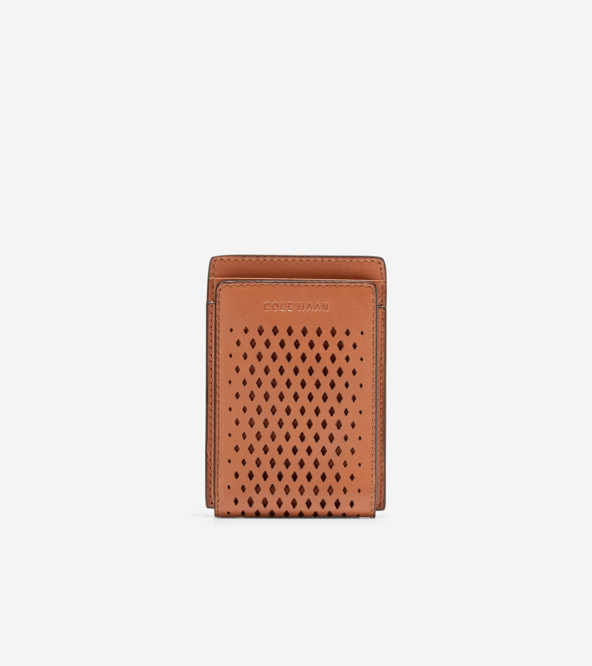Washington Perforated Card Case-British Tan