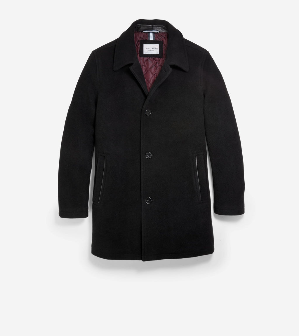 Men's Wool-Blend Car Coat-Black