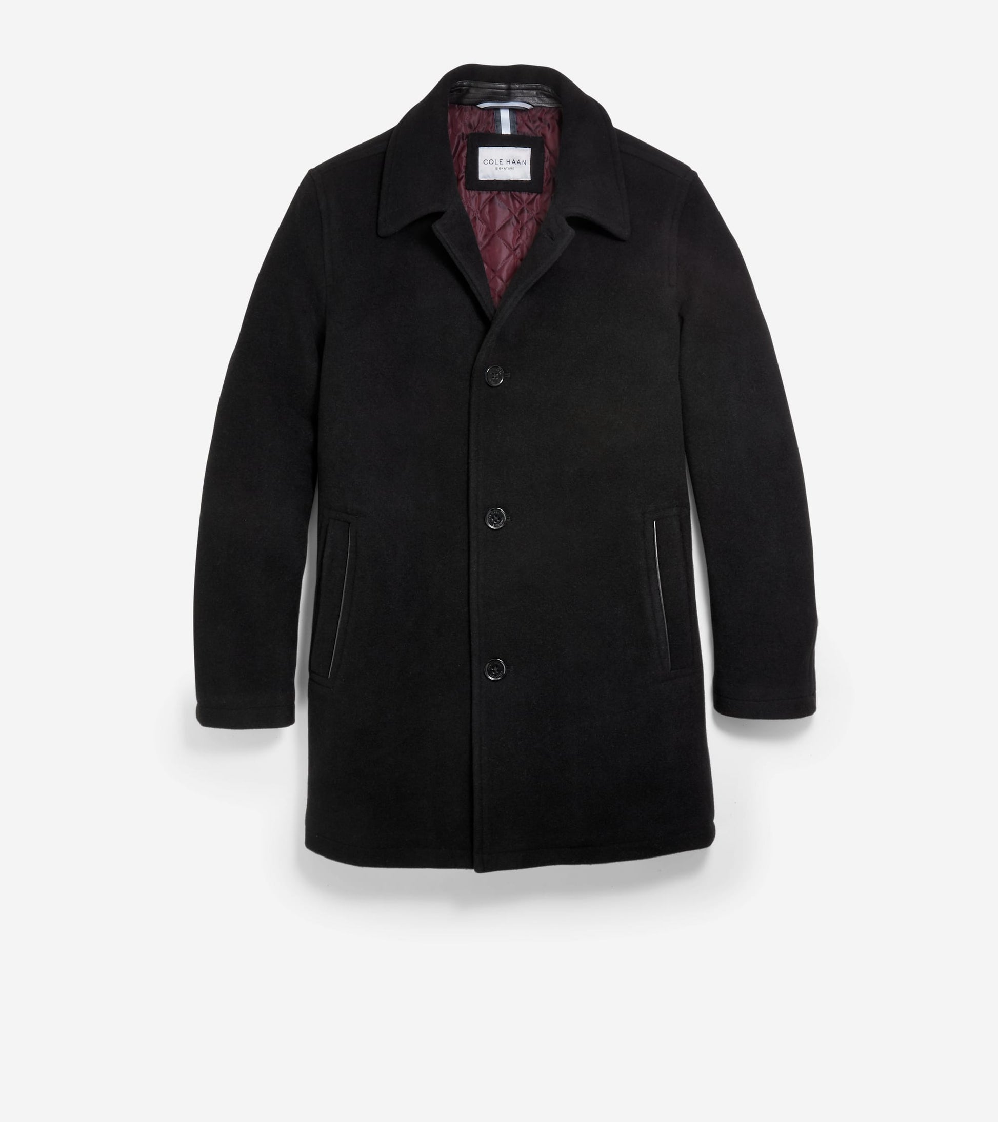 Men's Wool-Blend Car Coat-Black