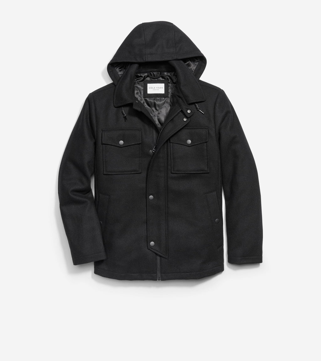 Men's Wool Twill Field Jacket-Black