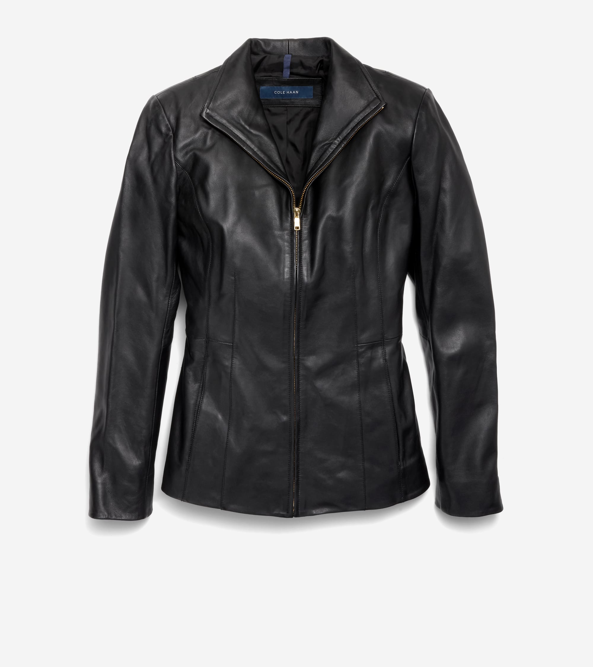 Women's Wing Collar Leather Jacket in Black | Cole Haan