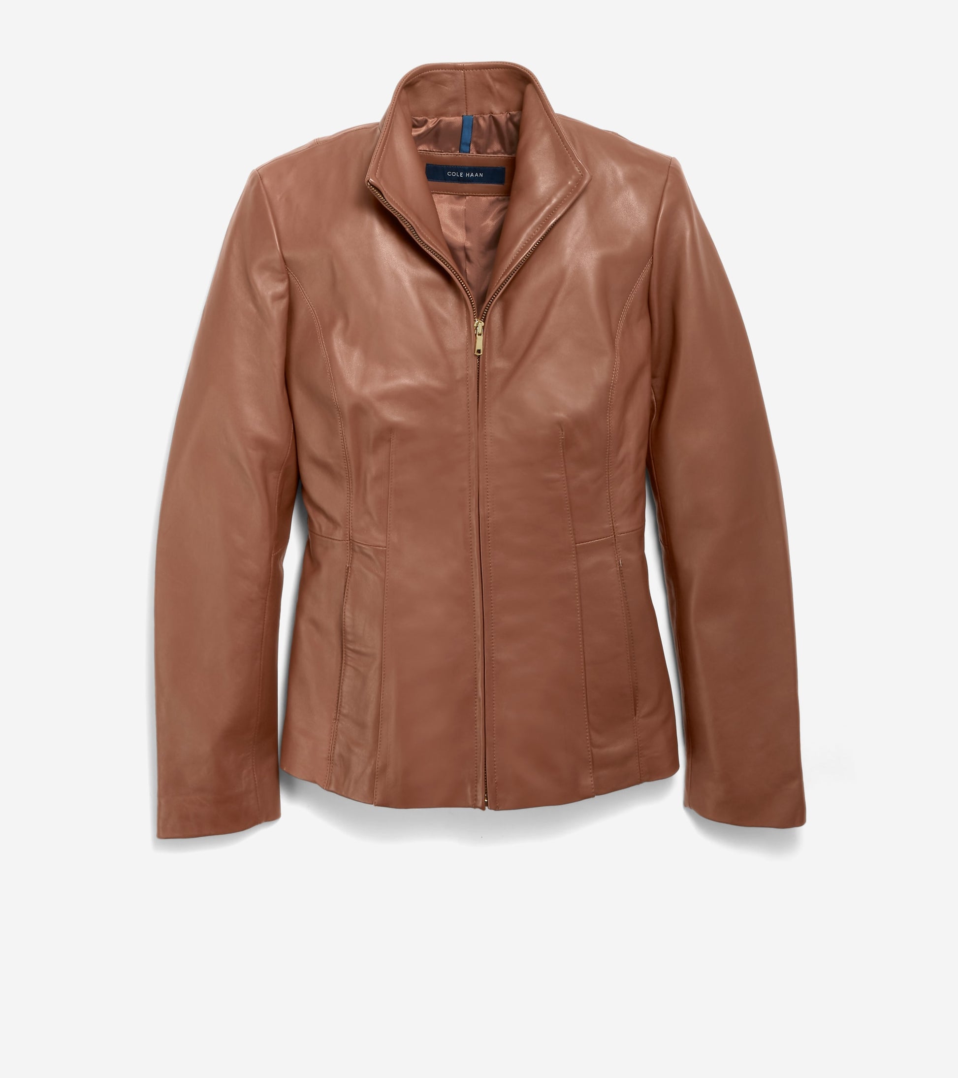 Women's Wing Collar Leather Jacket-Hickory