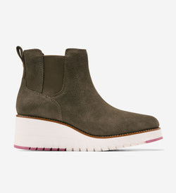 Women's ZERØGRAND City Wedge Waterproof Boots-Deep Olive