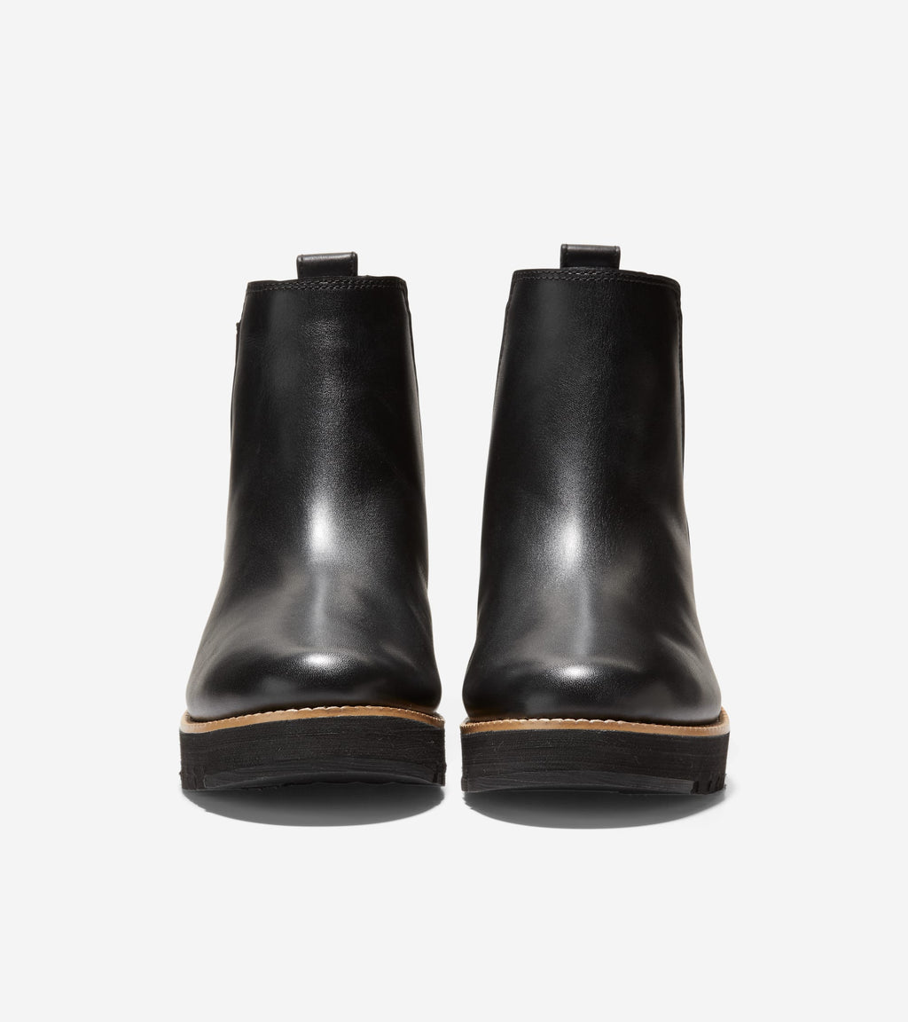 Women's ZERØGRAND City Wedge Waterproof Chelsea Boot-Black Leather