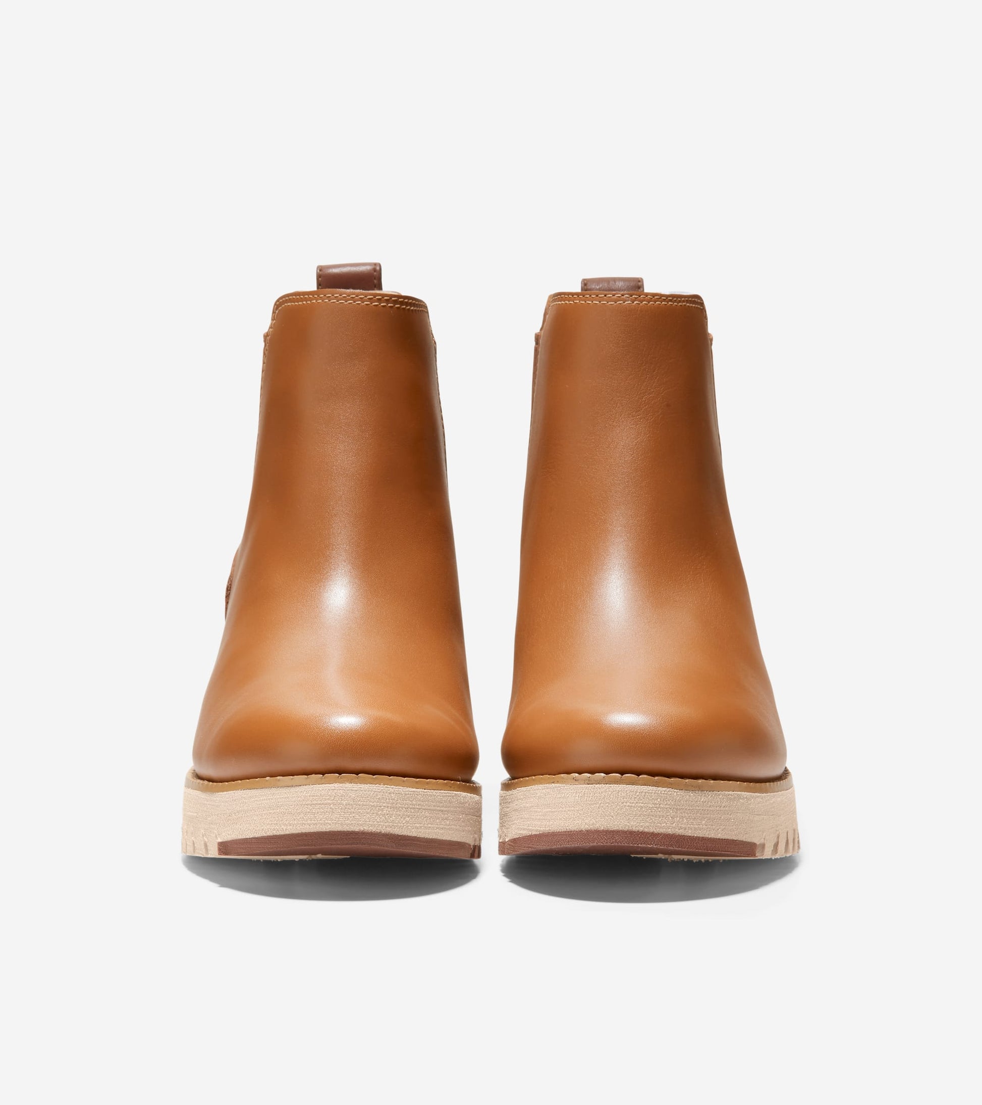Women's ZERØGRAND City Wedge Waterproof Chelsea Boots-British Tan Leather