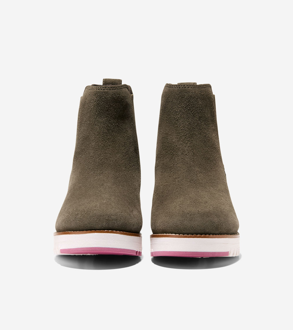 Women's ZERØGRAND City Wedge Waterproof Boots-Deep Olive