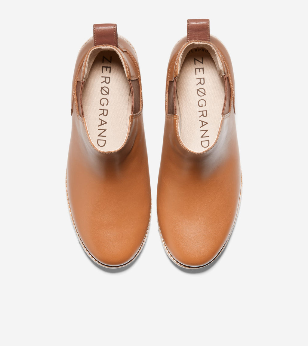 Women's ZERØGRAND City Wedge Waterproof Chelsea Boots-British Tan Leather
