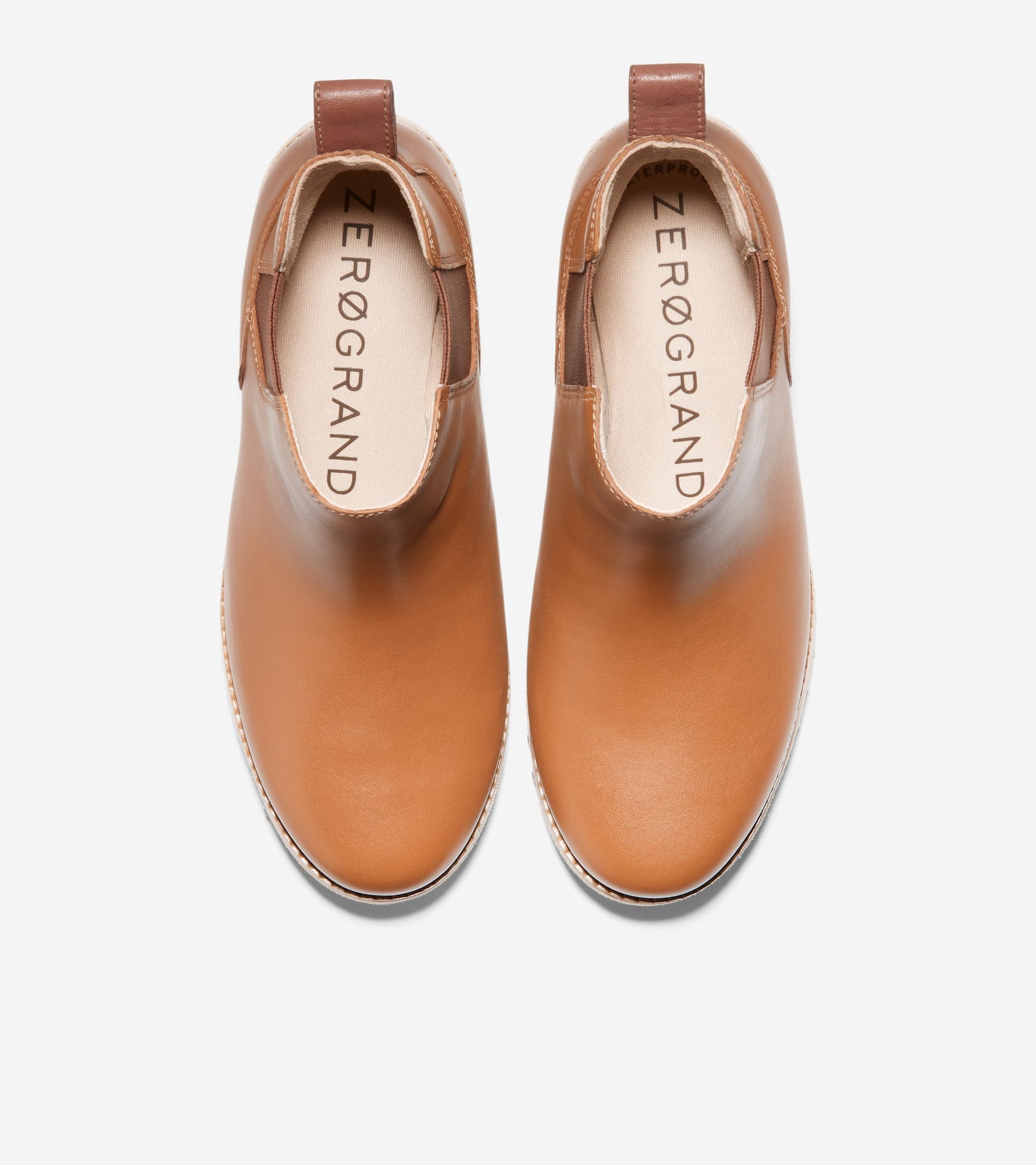 Women's ZERØGRAND City Wedge Waterproof Chelsea Boots-British Tan Leather