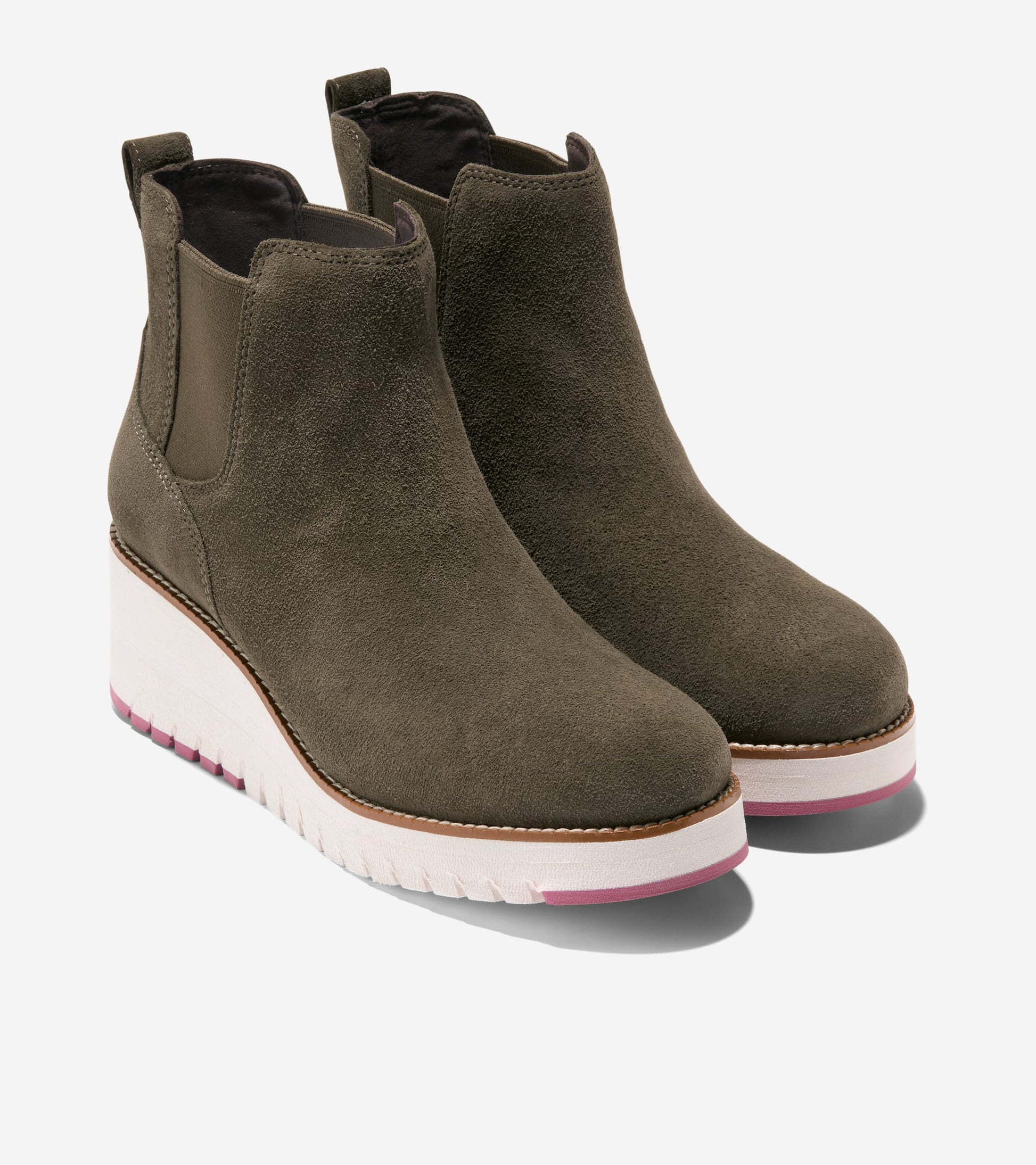 Women's ZERØGRAND City Wedge Waterproof Boots-Deep Olive