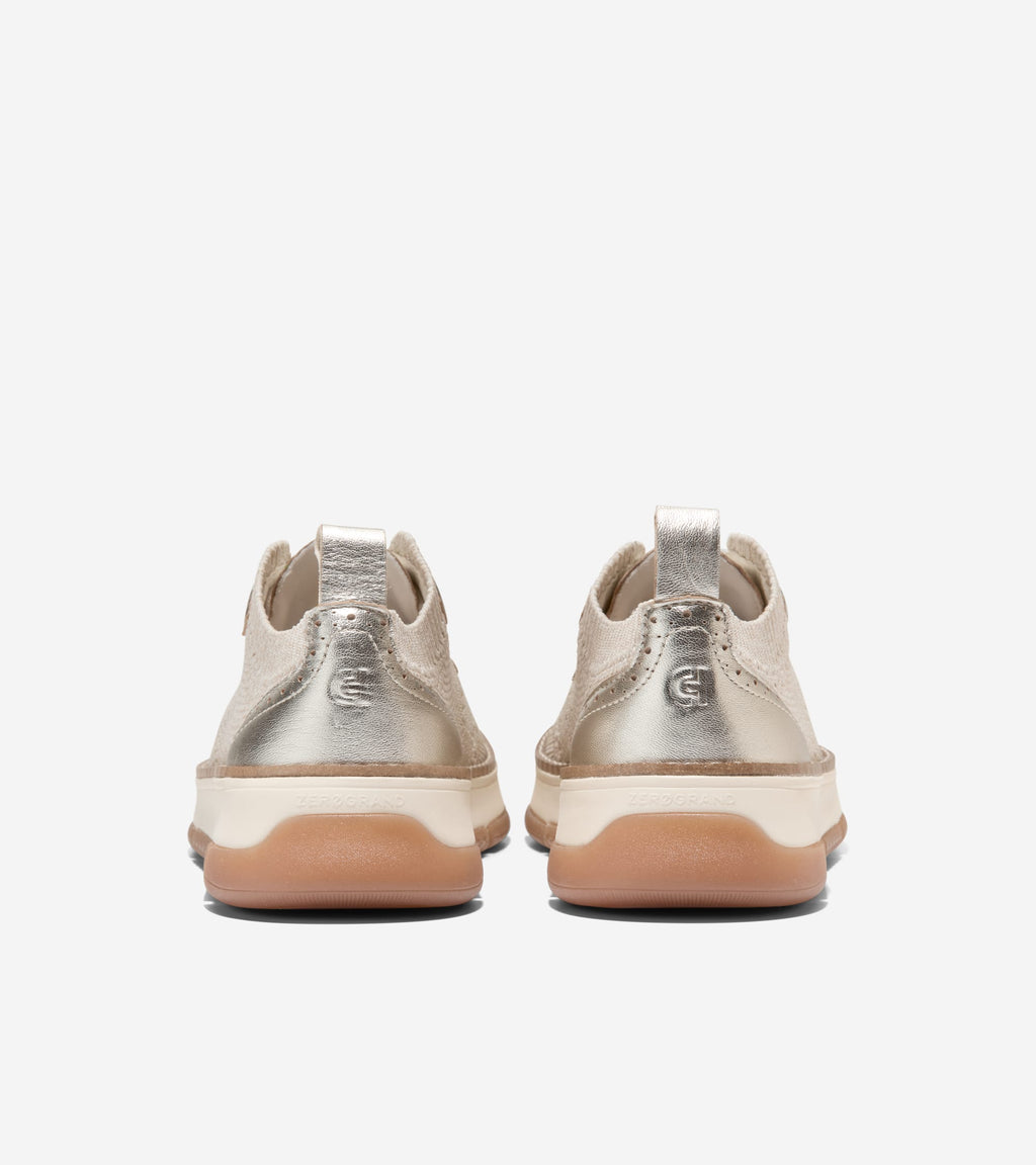 Women's ZERØGRAND Rella Stitchlite™ Oxfords-Ivory-Gold Metallic