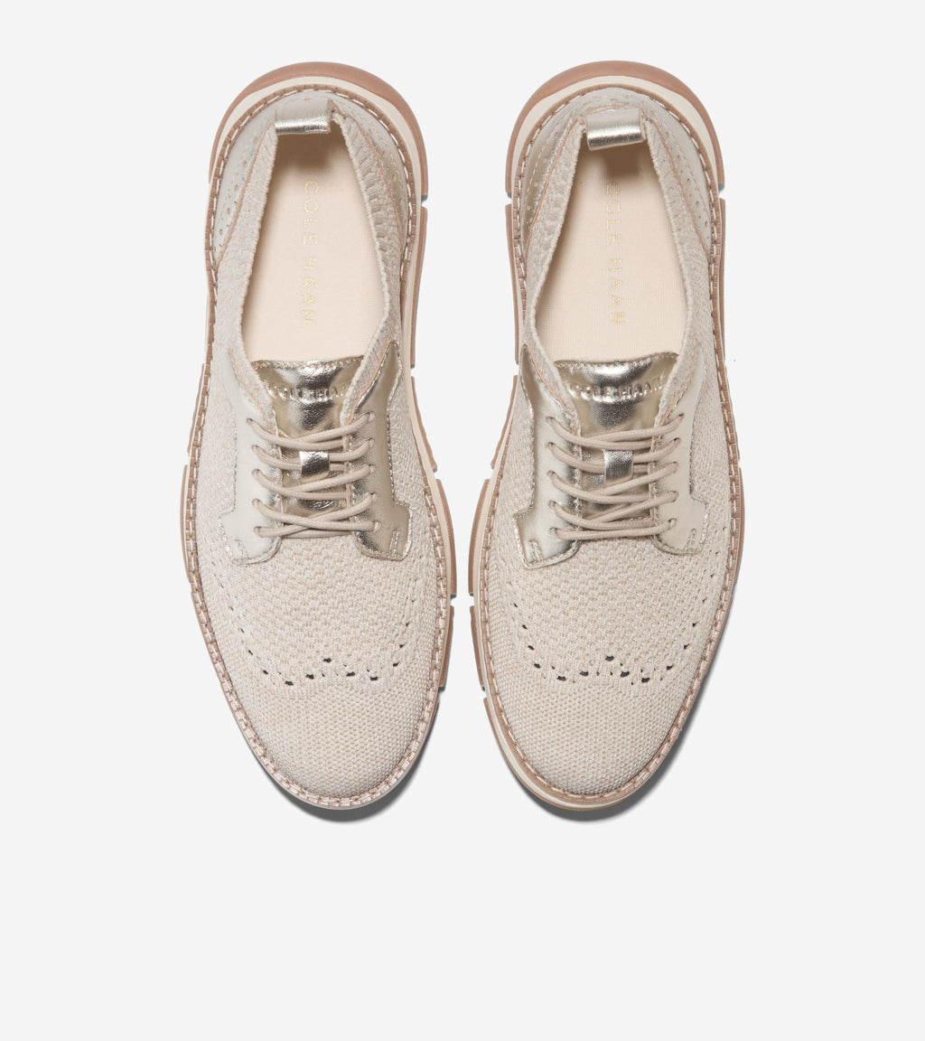 Women's ZERØGRAND Rella Stitchlite™ Oxfords-Ivory-Gold Metallic