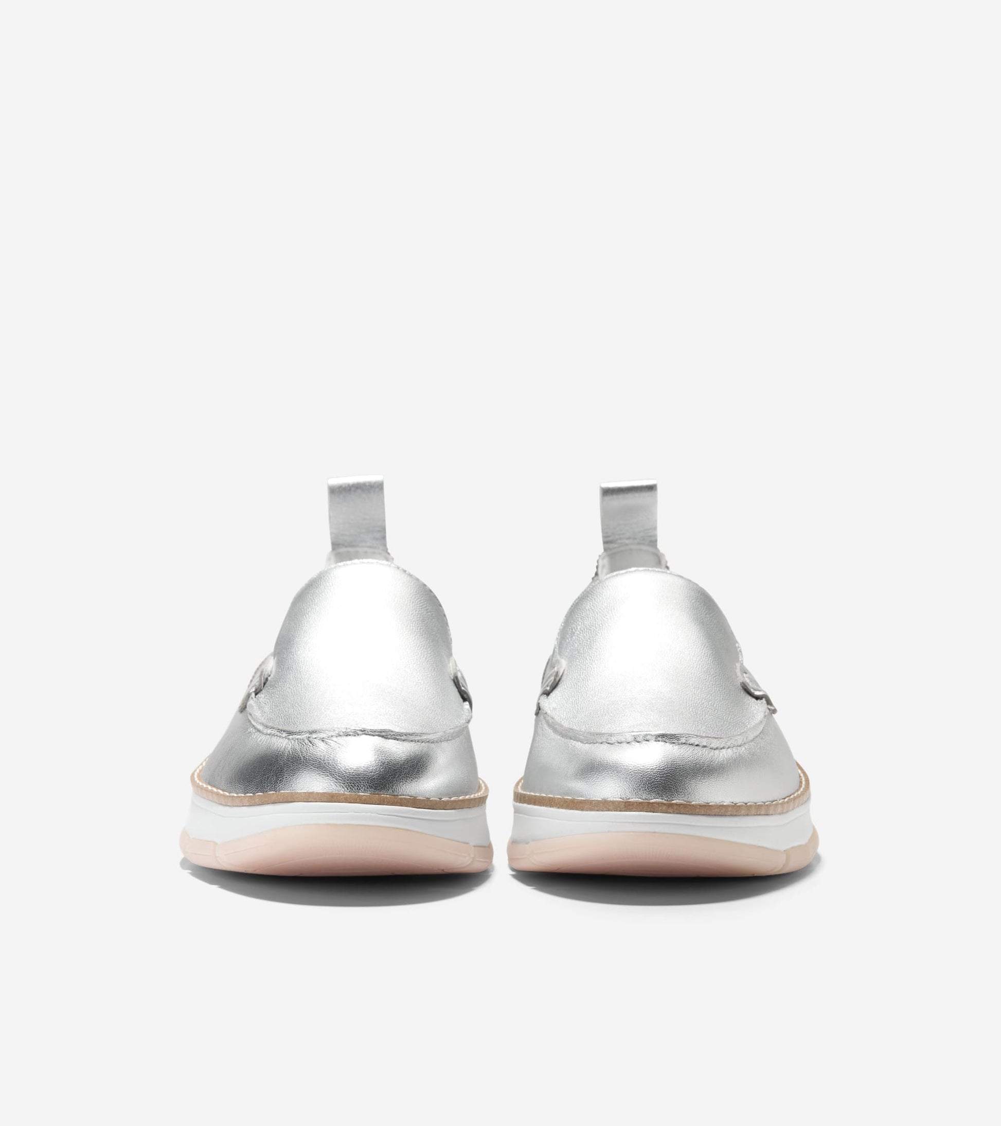 Women's ZERØGRAND Rella Venetian Loafers-Silver Metallic-White