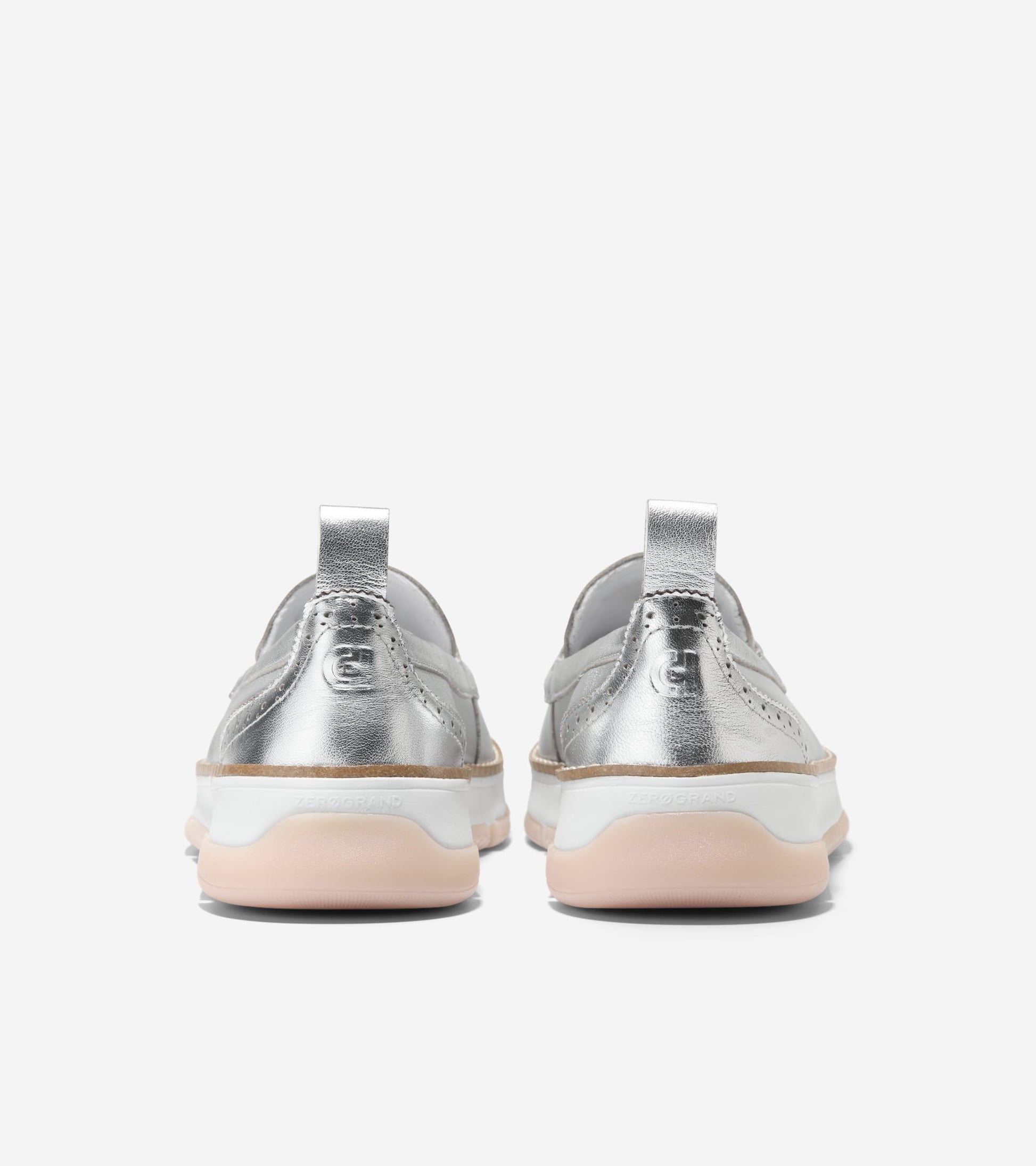 Women's ZERØGRAND Rella Venetian Loafers-Silver Metallic-White