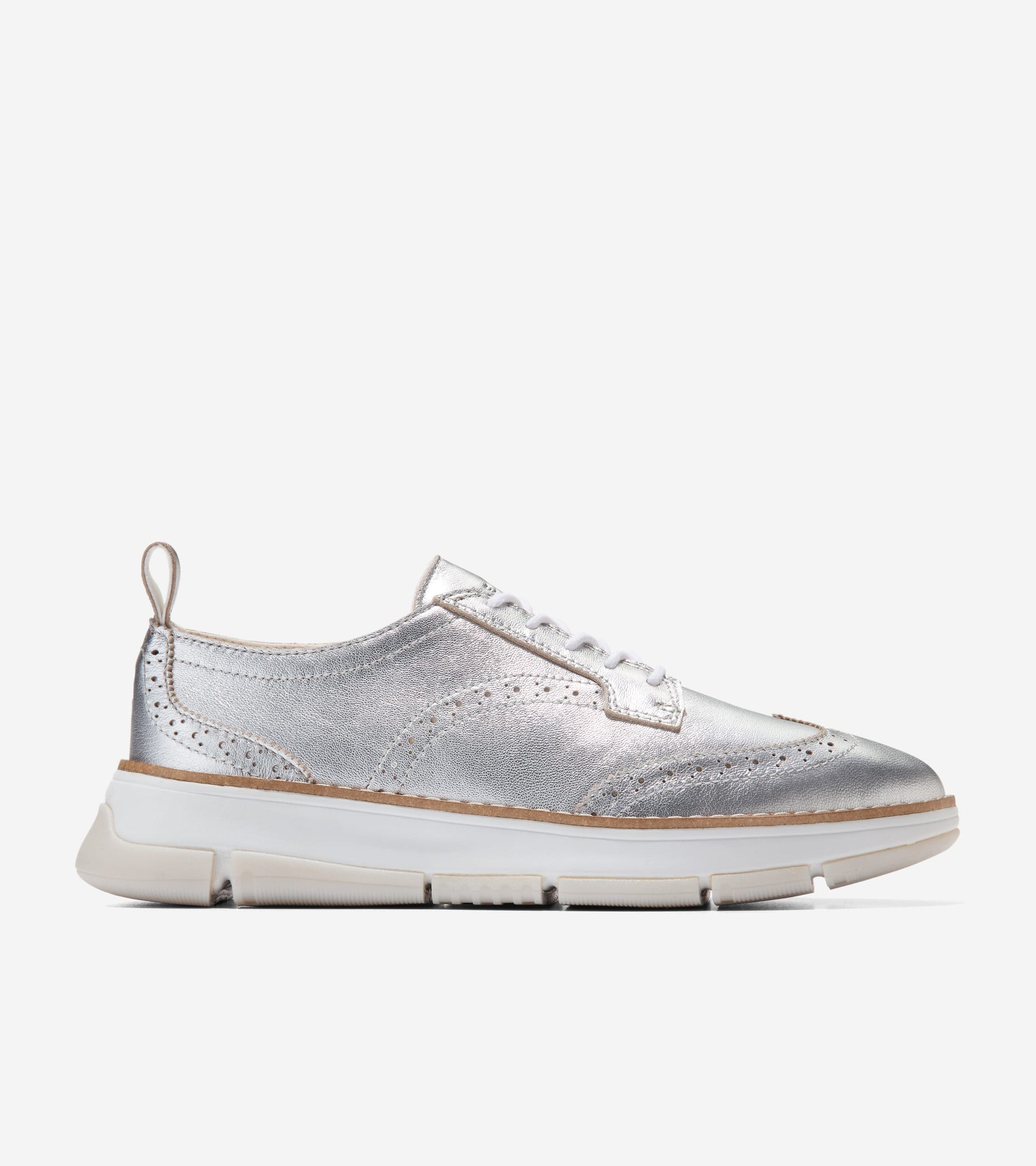 Women's ZERØGRAND Rella Wingtip Oxfords-Silver Metallic-White