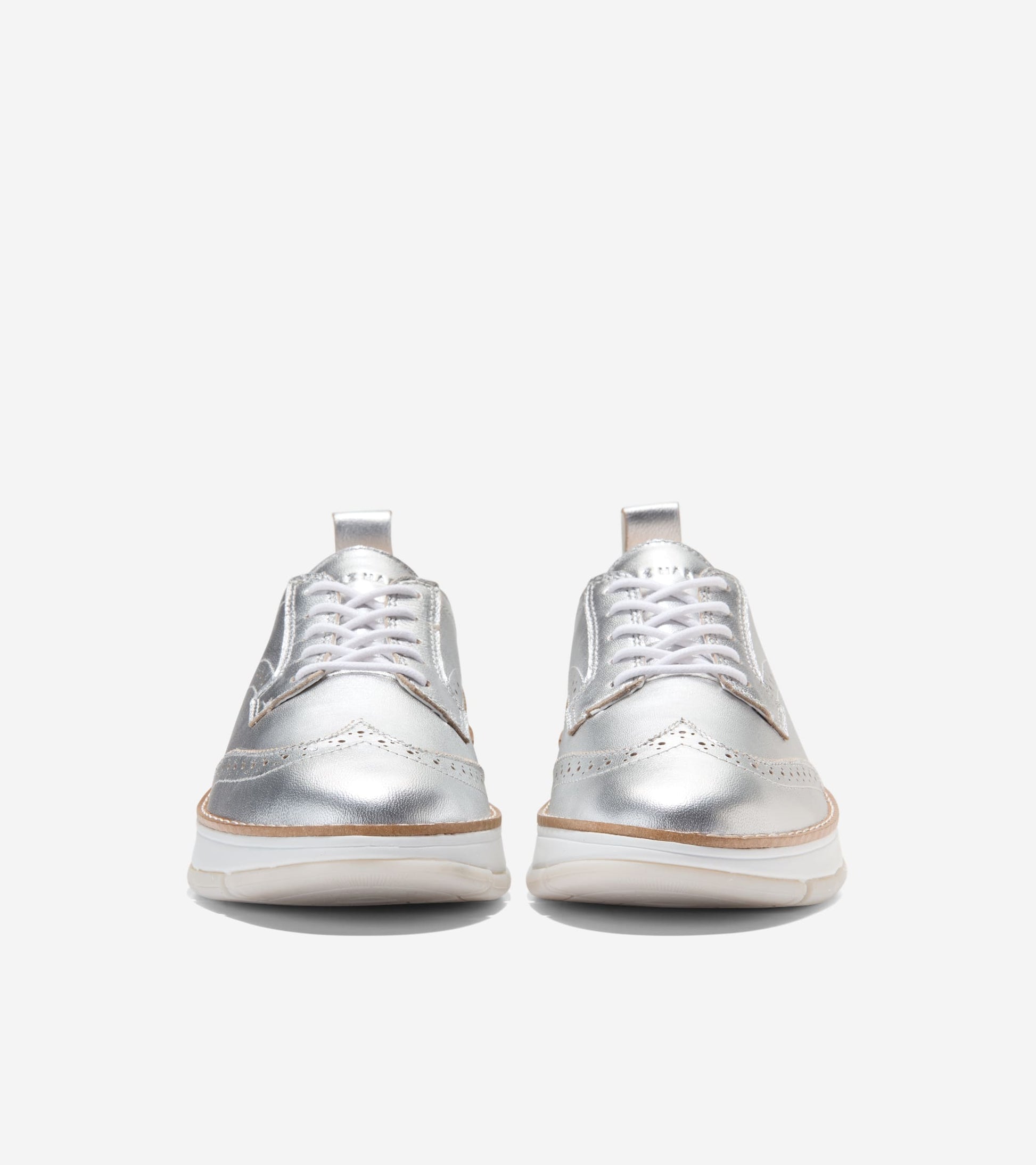 Women's ZERØGRAND Rella Wingtip Oxfords-Silver Metallic-White