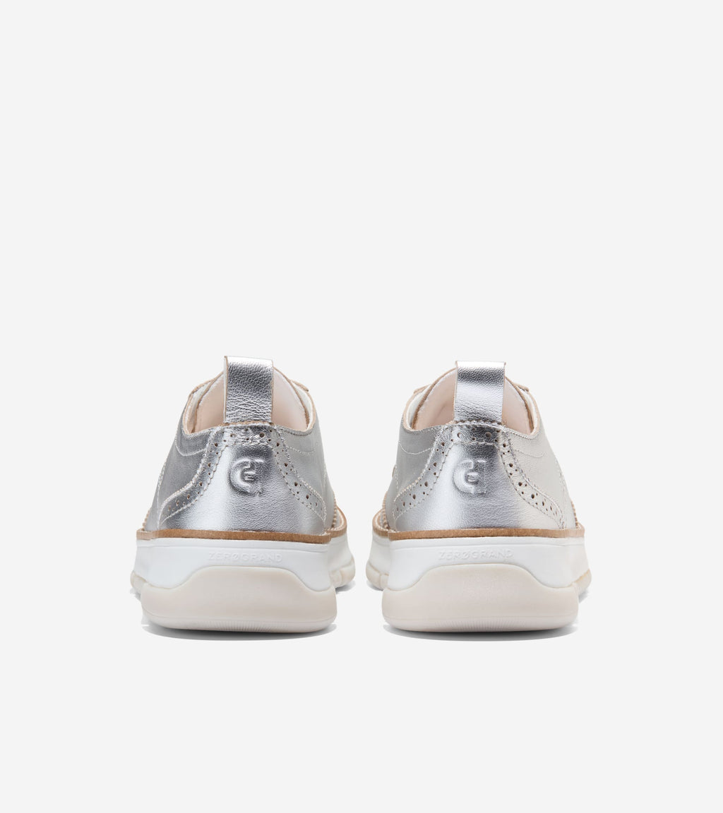 Women's ZERØGRAND Rella Wingtip Oxfords-Silver Metallic-White