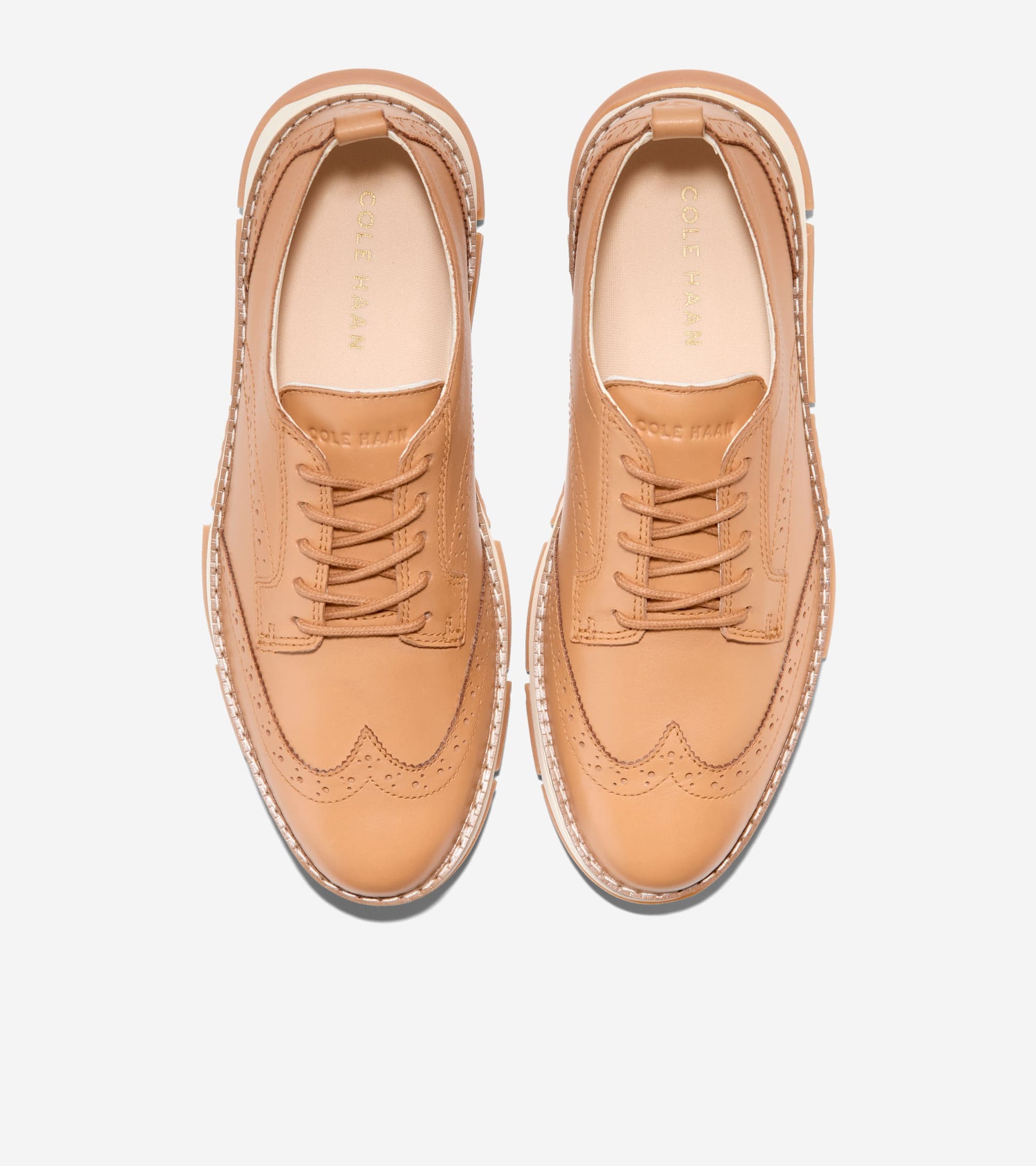 Women's ZERØGRAND Rella Wingtip Oxfords-Biscuit-Ivory