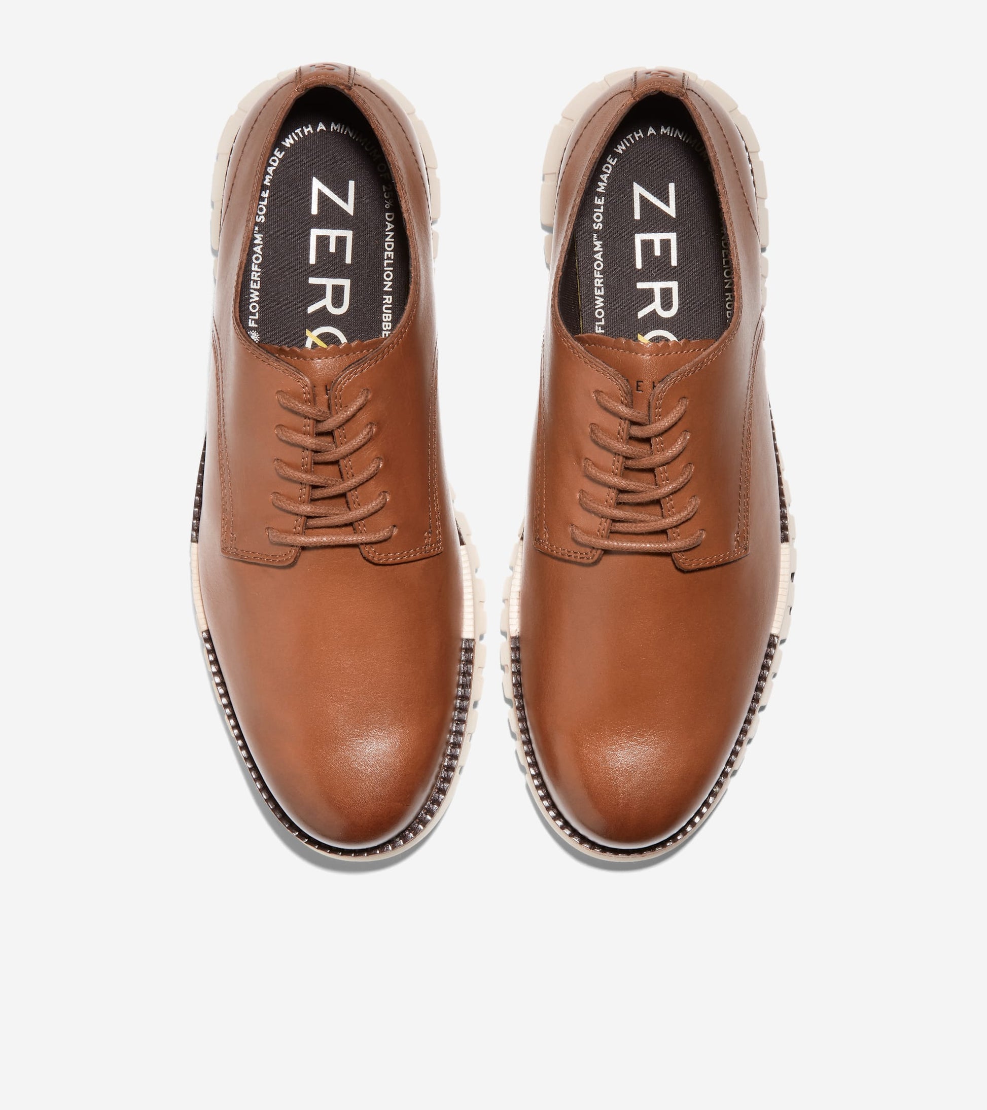 Men's ZERØGRAND Remastered Plain Toe Oxfords-British Tan-Ivory