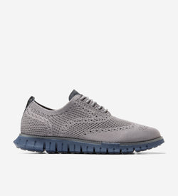 Men's ZERØGRAND Remastered Stitchlite™ Wingtip Oxfords-Steel Gray-Gray Pinstripe
