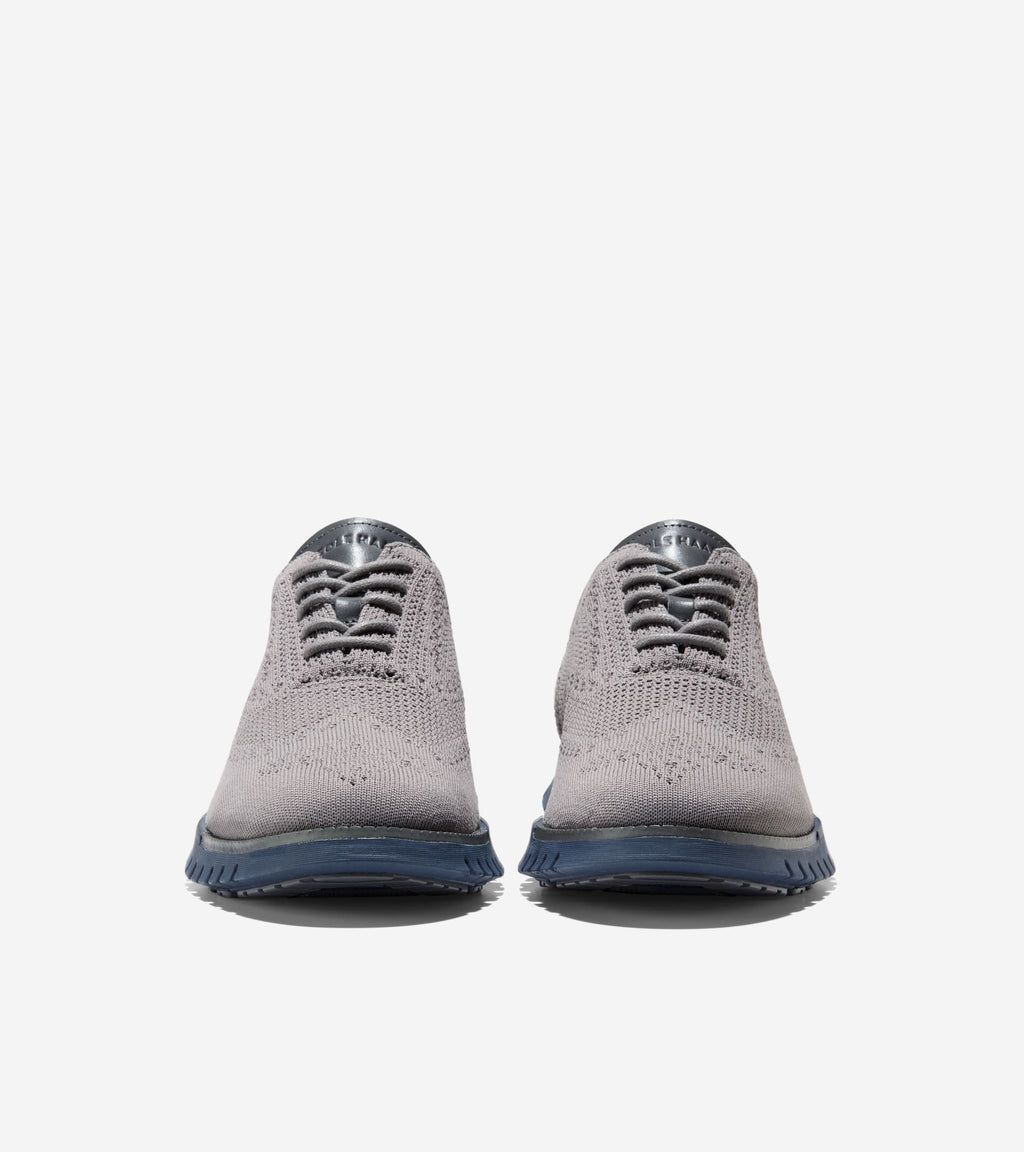 Men's ZERØGRAND Remastered Stitchlite™ Wingtip Oxfords-Steel Gray-Gray Pinstripe