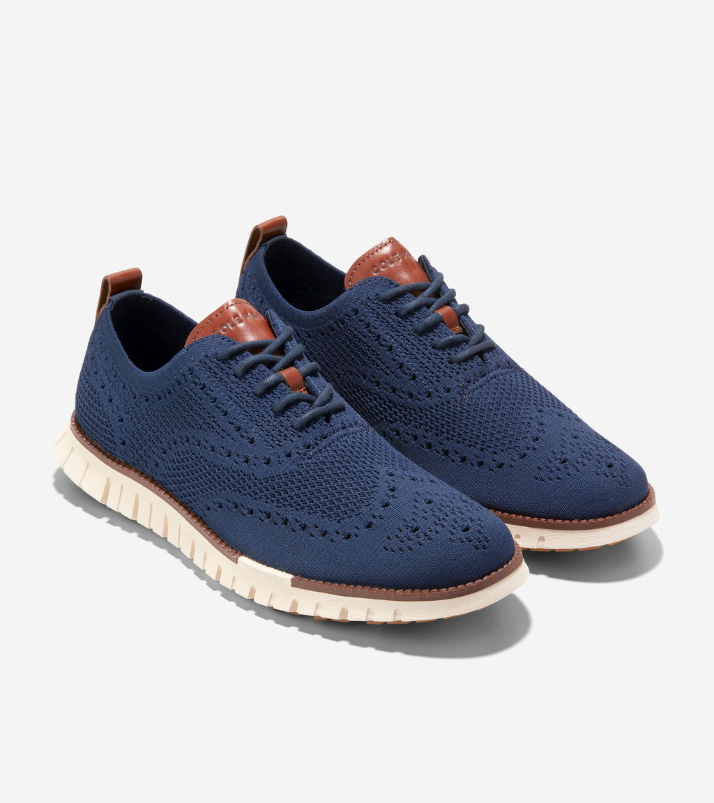 Men's ZERØGRAND Remastered Stitchlite™ Wingtip Oxfords-Marine Blue Stitchlite™-Ivory