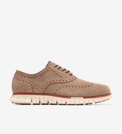 Men's ZERØGRAND Remastered Wingtip Oxfords-Light Whiskey-Redwood-Angora