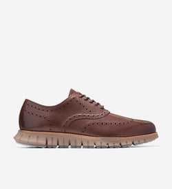 Men's ZERØGRAND Remastered Wingtip Oxfords-Dark Chocolate-Irish Coffee,