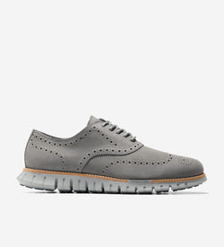 Men's ZERØGRAND Remastered Wingtip Oxfords-Steel Gray-Navy Blazer