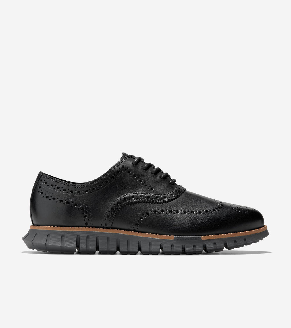 Men's ZERØGRAND Remastered Wingtip Oxfords-Black-Dark Natural