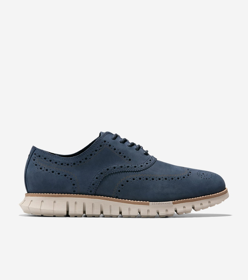 Men's ZERØGRAND Remastered Wingtip Oxfords-Navy Blazer-Dark Natural-Dove
