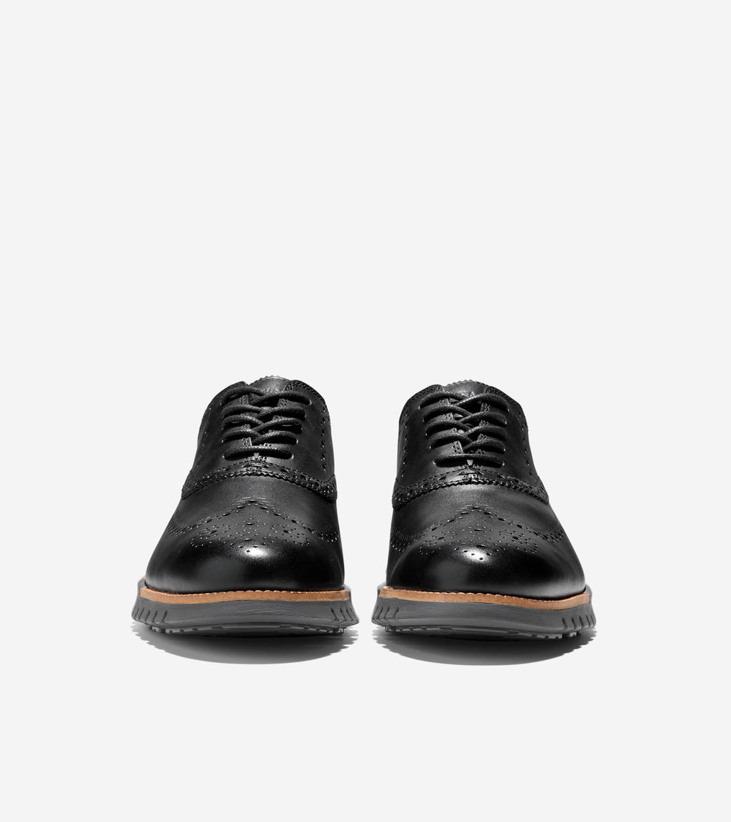 Men's ZERØGRAND Remastered Wingtip Oxfords-Black-Dark Natural