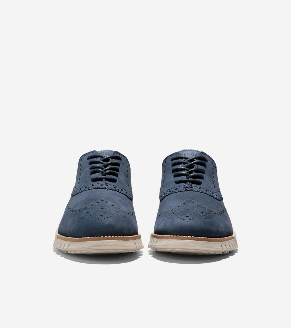 Men's ZERØGRAND Remastered Wingtip Oxfords-Navy Blazer-Dark Natural-Dove