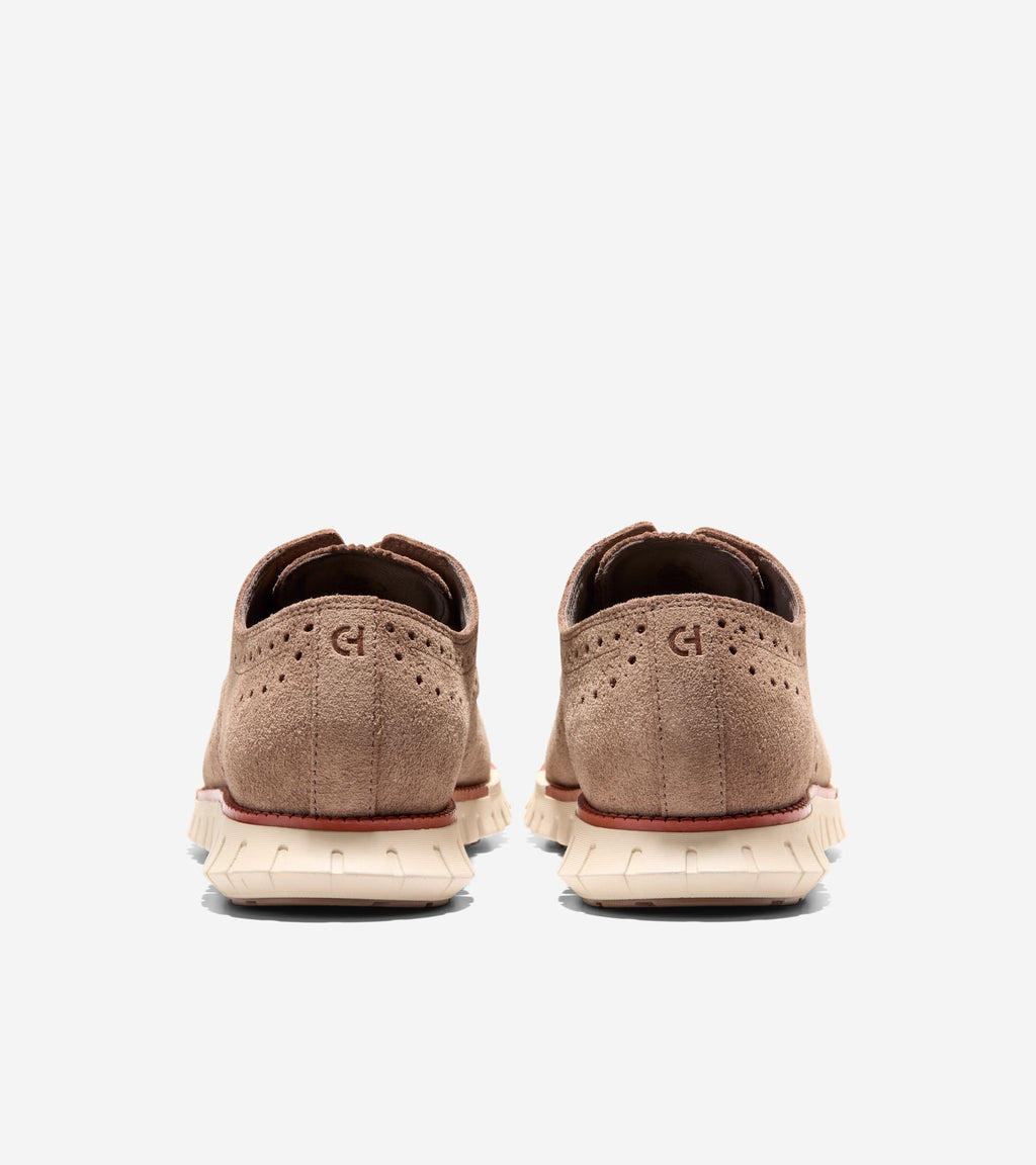 Men's ZERØGRAND Remastered Wingtip Oxfords-Light Whiskey-Redwood-Angora