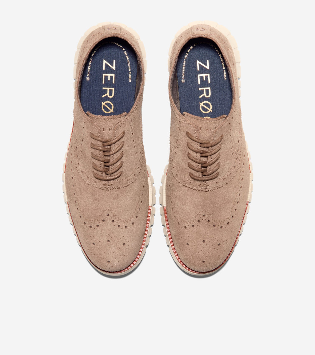 Men's ZERØGRAND Remastered Wingtip Oxfords-Light Whiskey-Redwood-Angora
