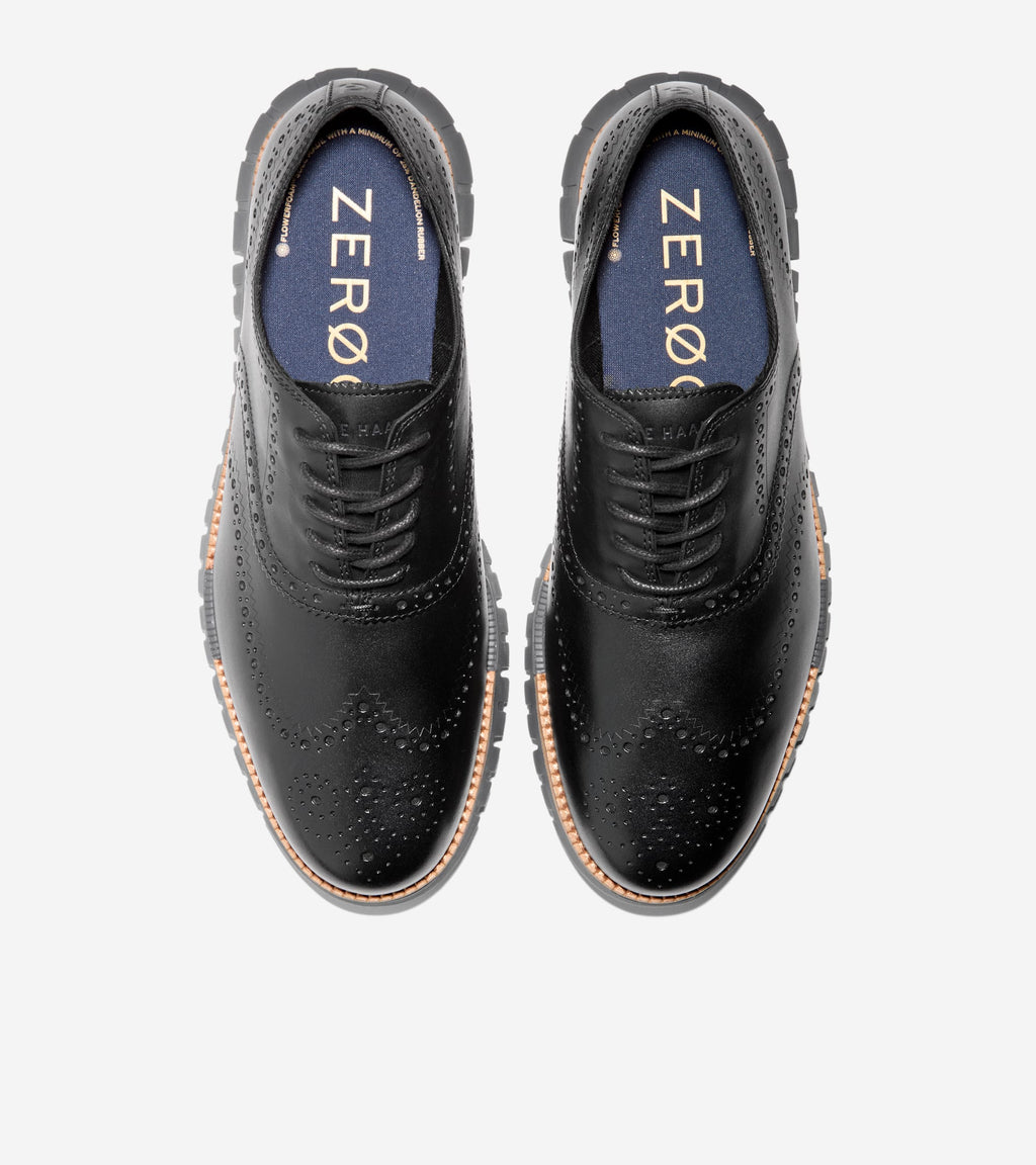 Men's ZERØGRAND Remastered Wingtip Oxfords-Black-Dark Natural