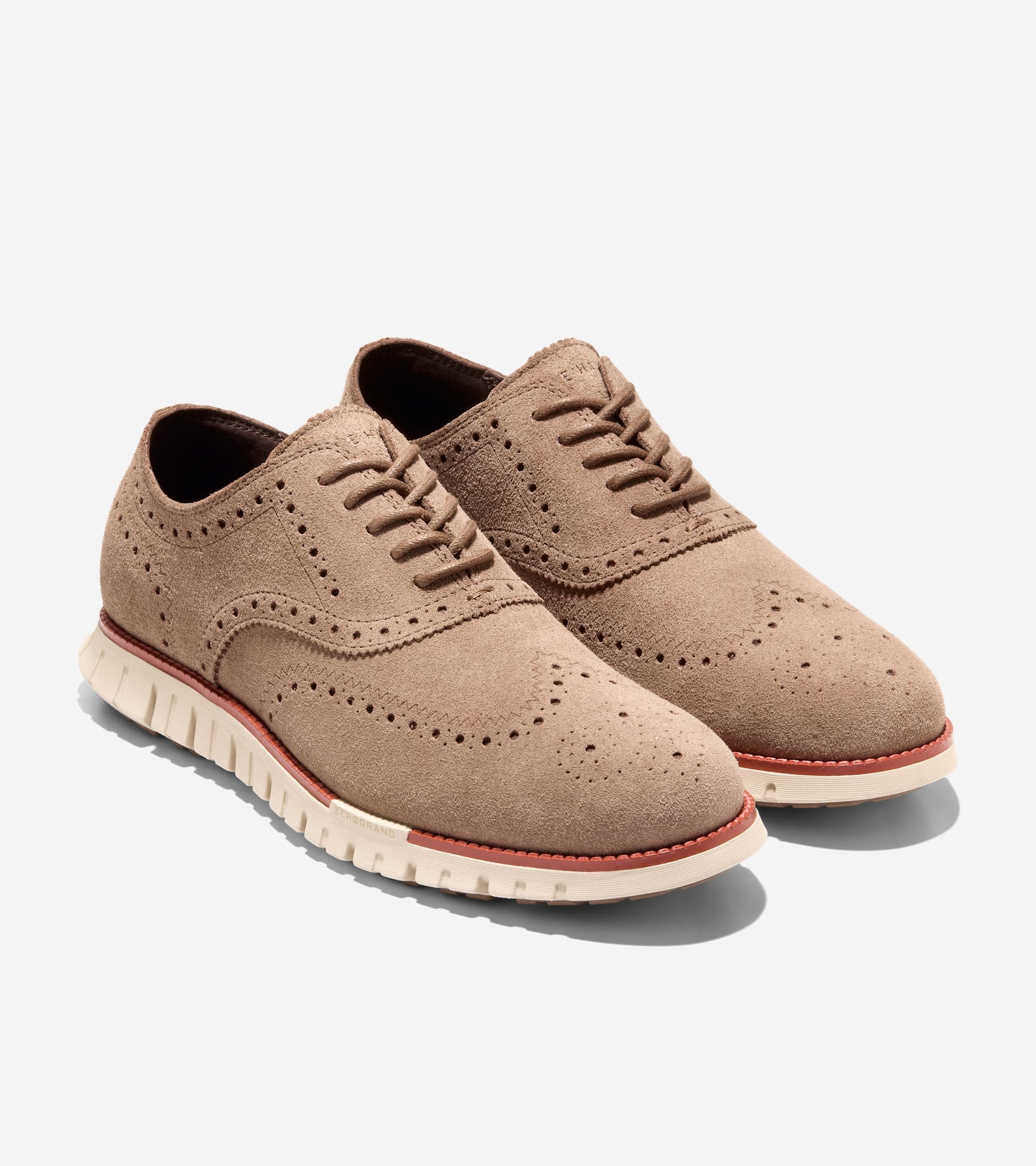 Men's ZERØGRAND Remastered Wingtip Oxfords-Light Whiskey-Redwood-Angora
