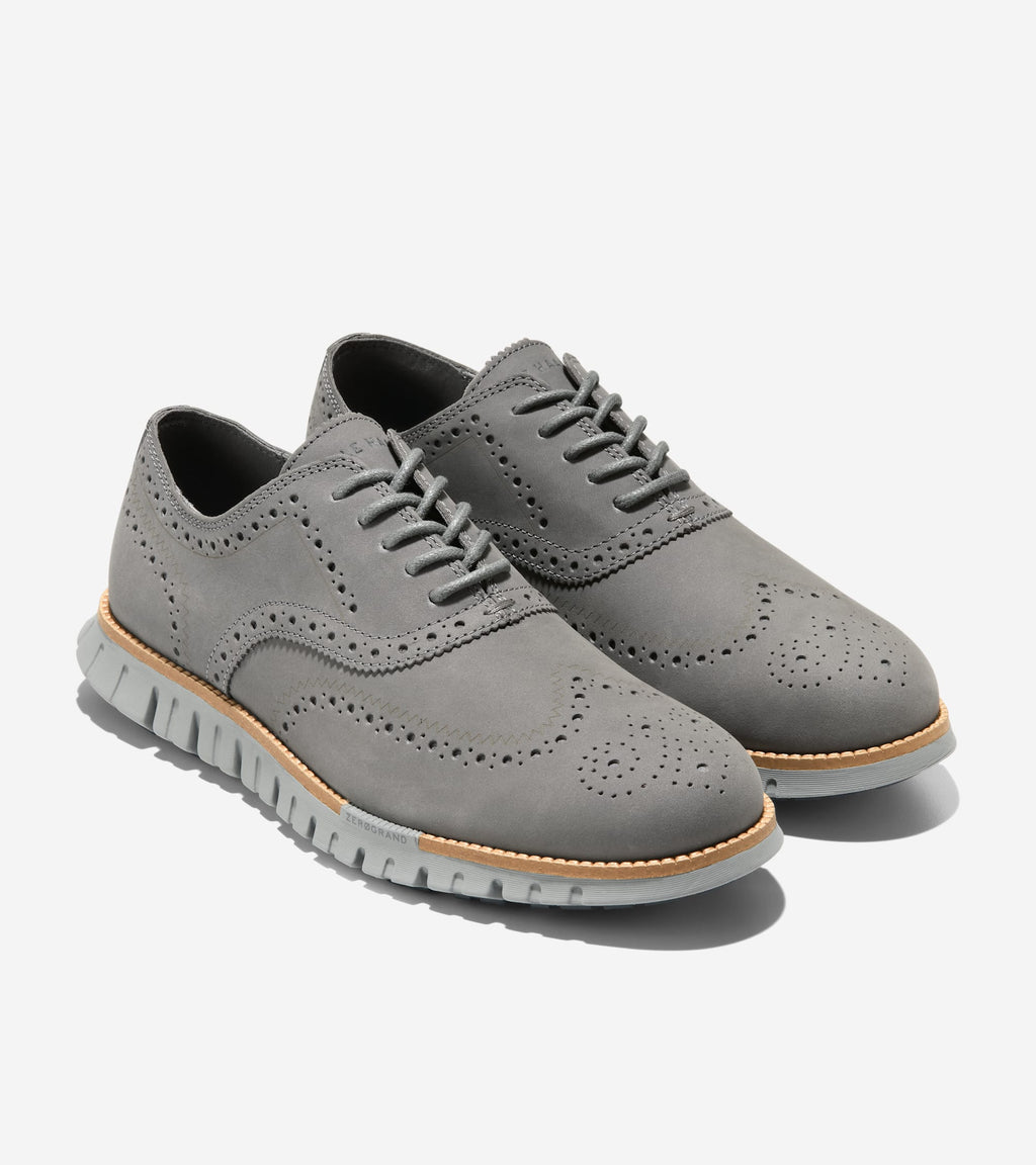 Men's ZERØGRAND Remastered Wingtip Oxfords-Steel Gray-Navy Blazer