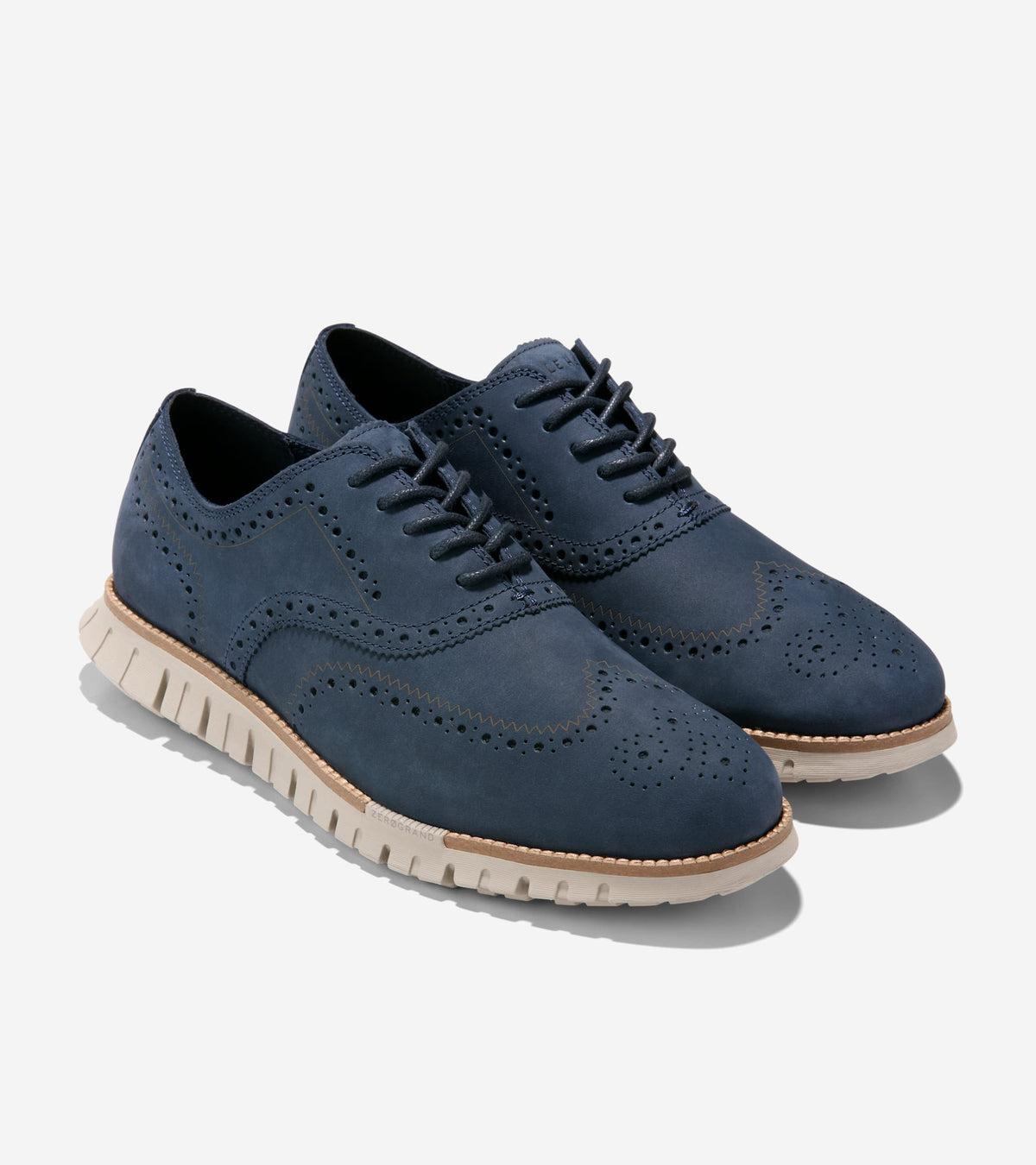 Men's ZERØGRAND Remastered Wingtip Oxfords-Navy Blazer-Dark Natural-Dove