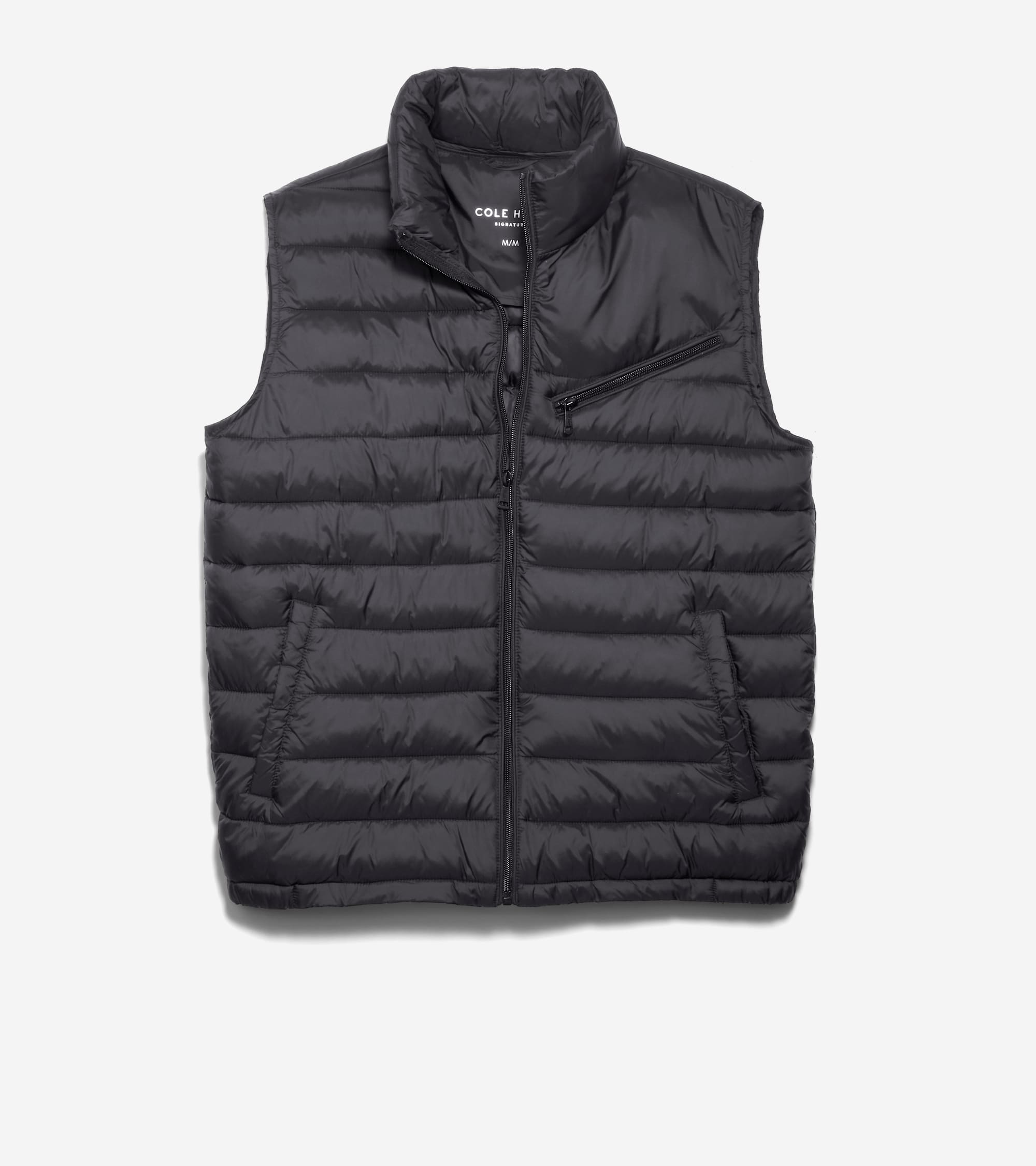 Men's Zip Front Quilted Vest in Black | Cole Haan