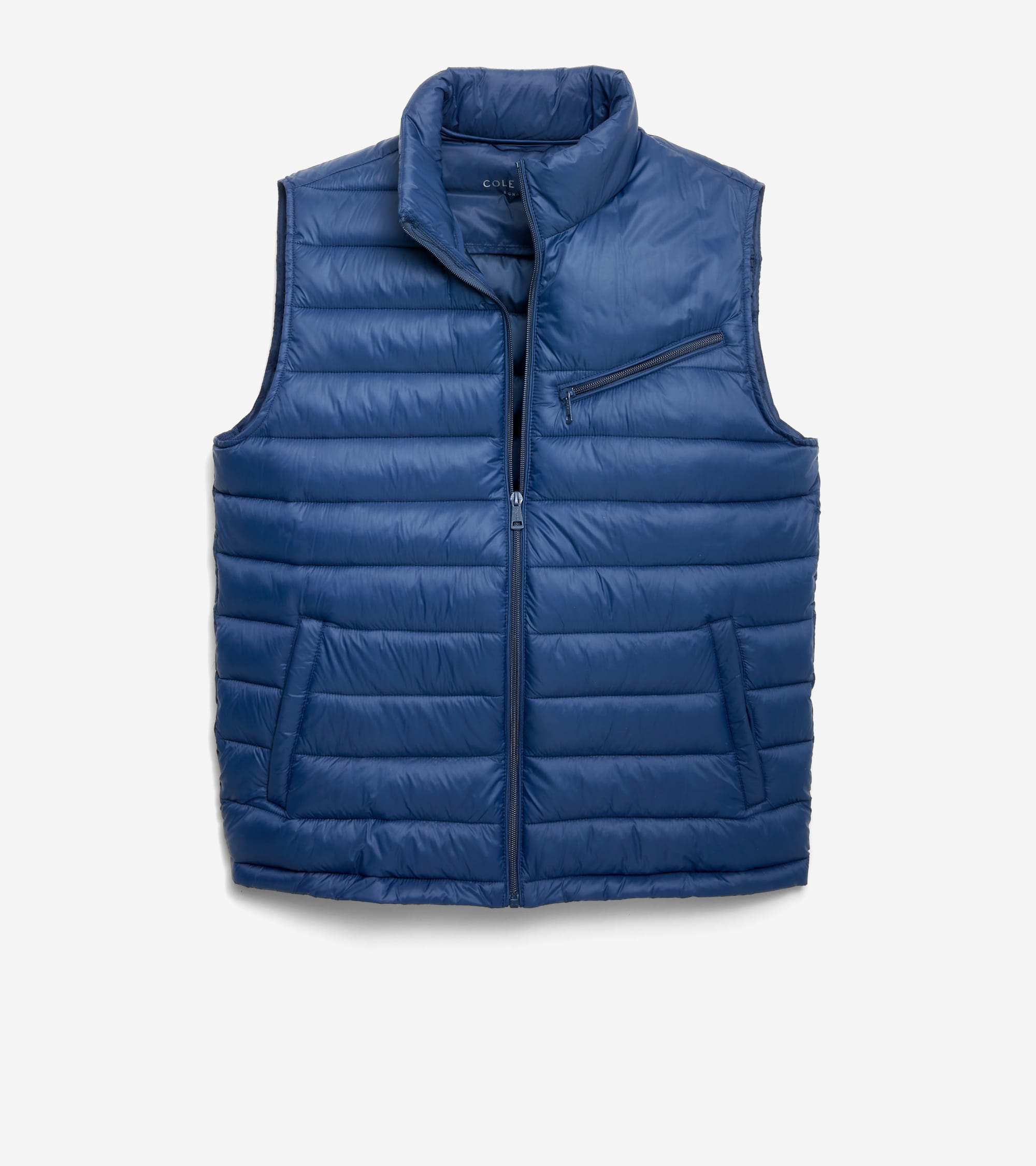 Men's Zip Front Quilted Vest in Blue | Cole Haan