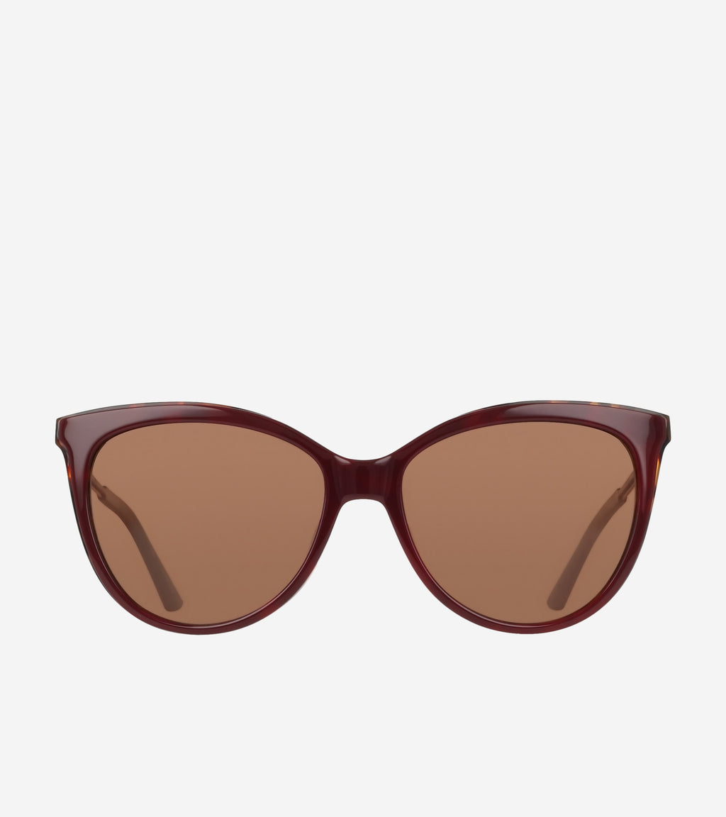 Rounded Cateye Sunglasses-Burgundy