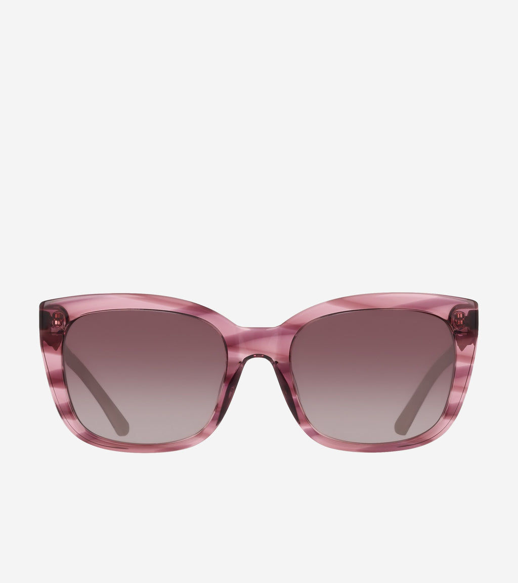 Horn Modified Rectangle Sunglasses-Mauve Horn