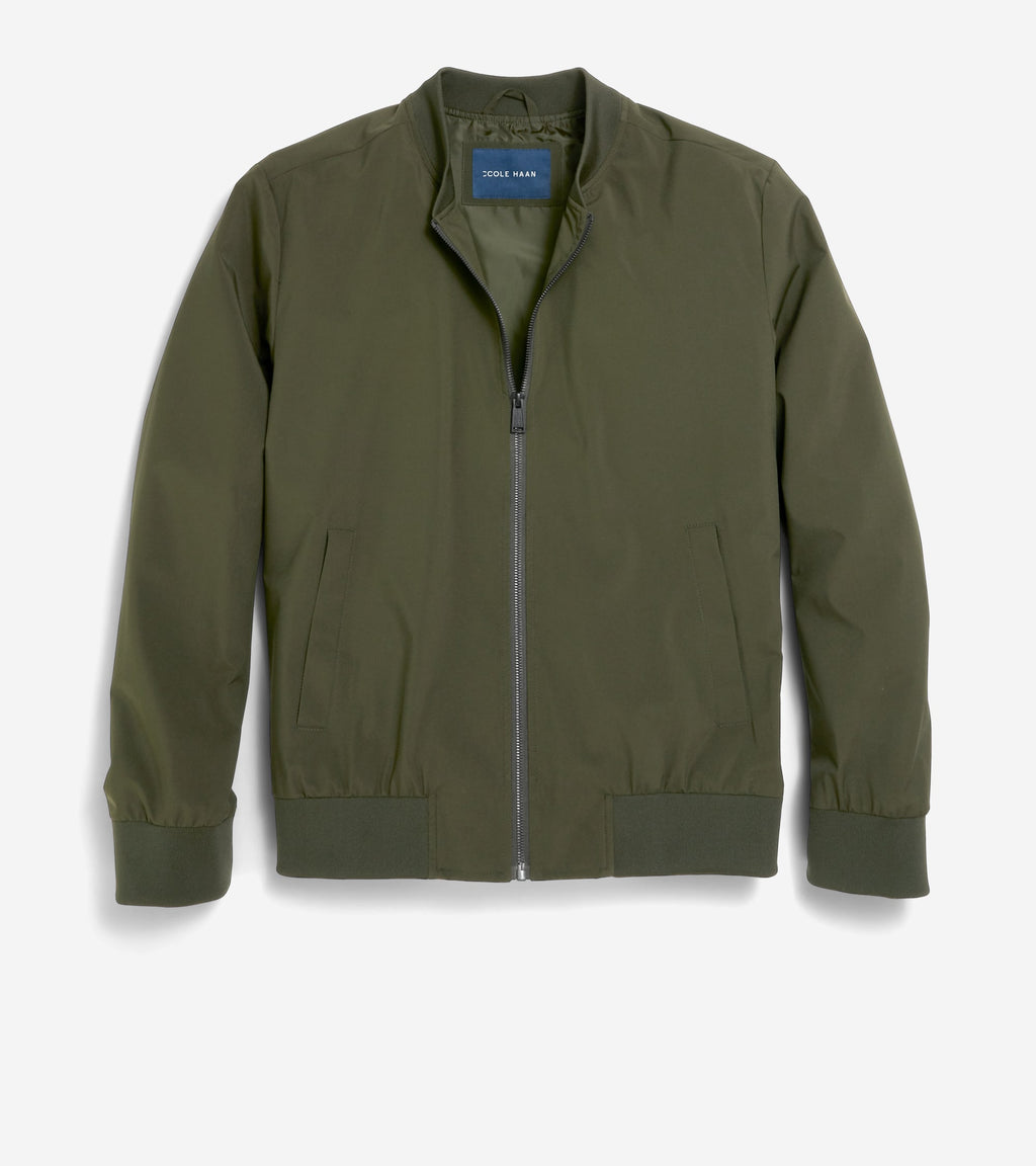 Men's Nylon Bomber Jacket-Olive Green