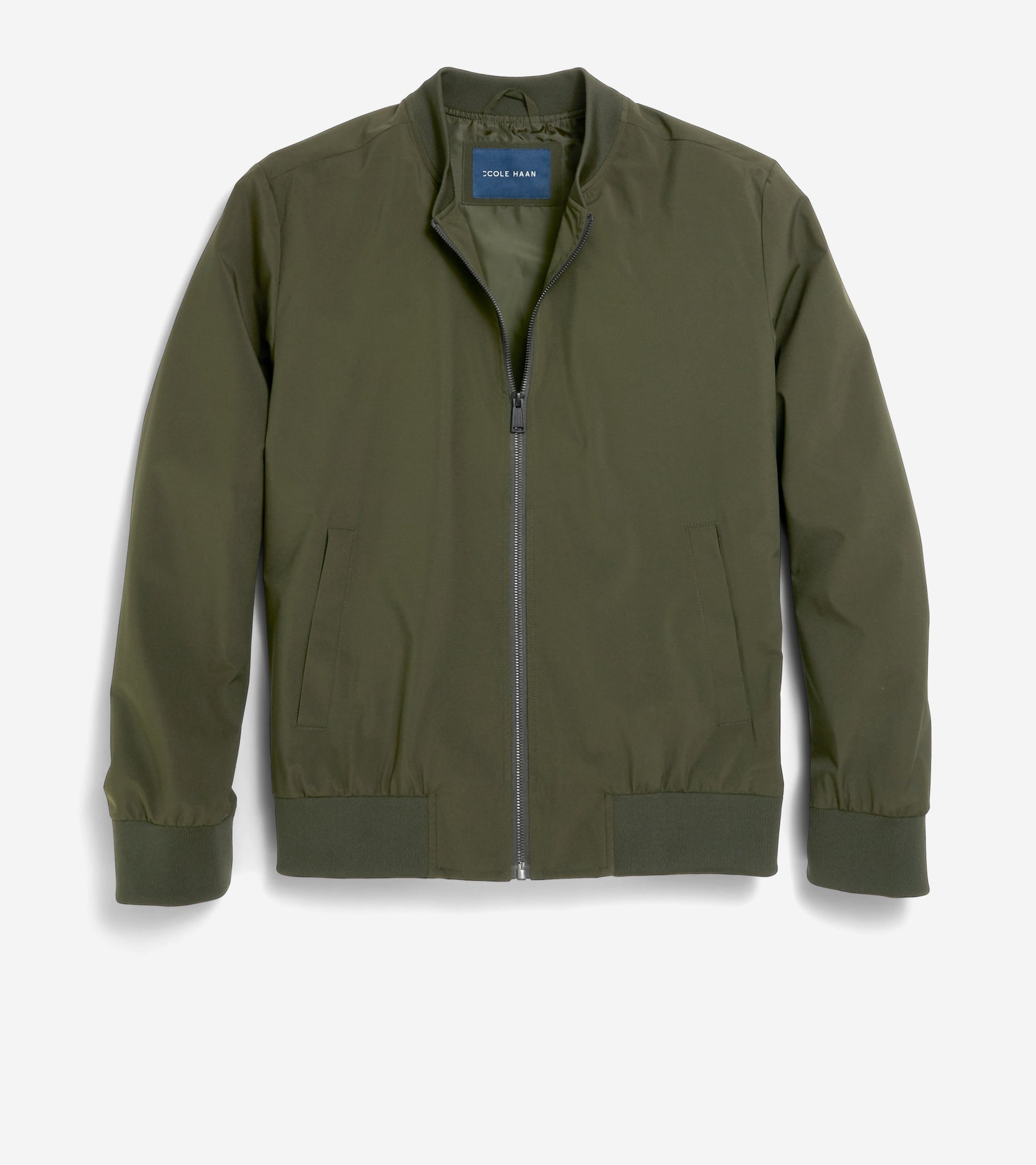 Men's Nylon Bomber Jacket-Olive Green
