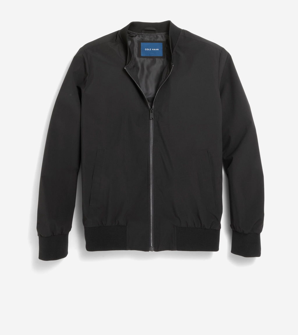 Men's Nylon Bomber Jacket-Black