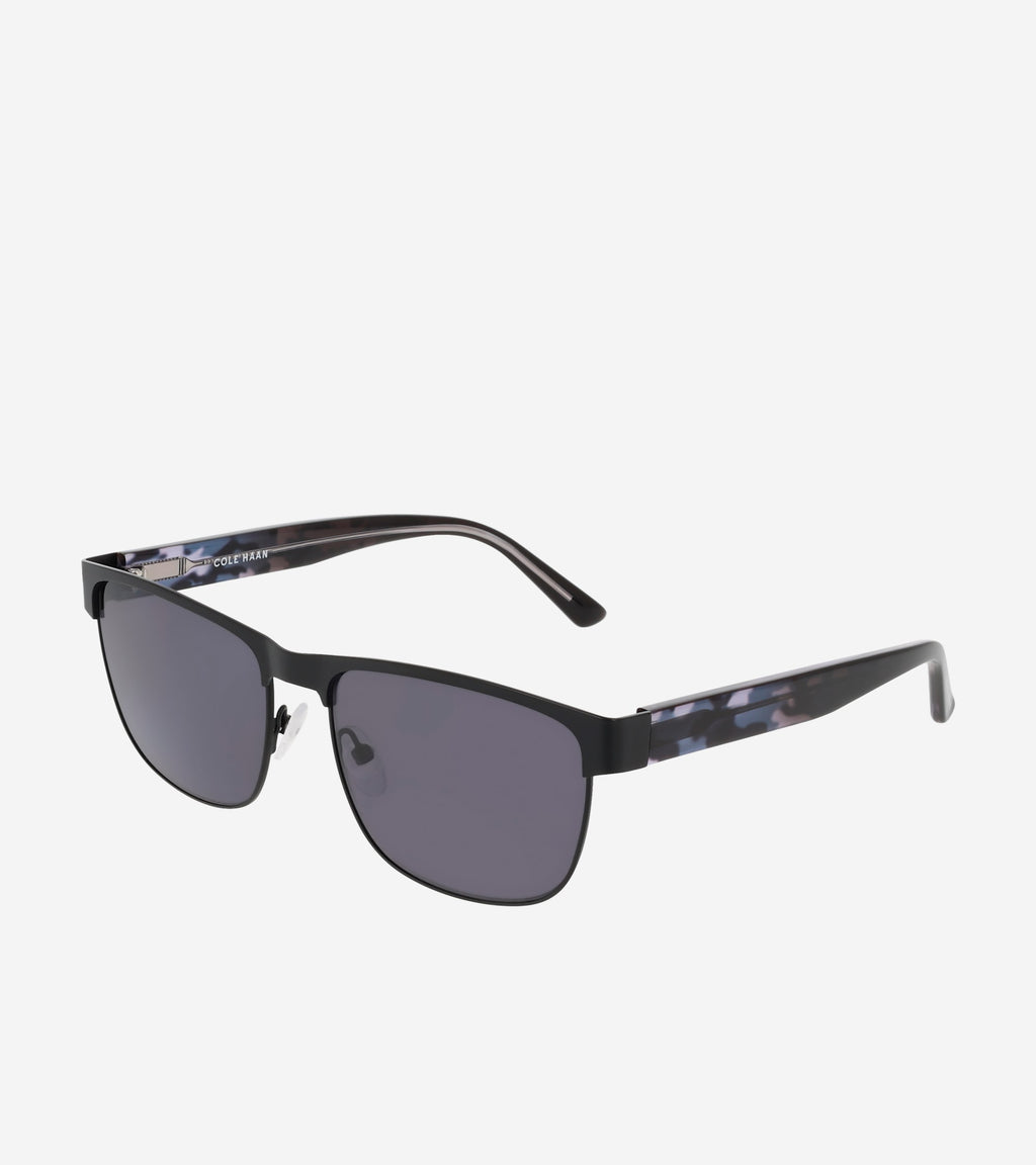 Men's Vintage Camo Modified Rectangle Sunglasses-Black