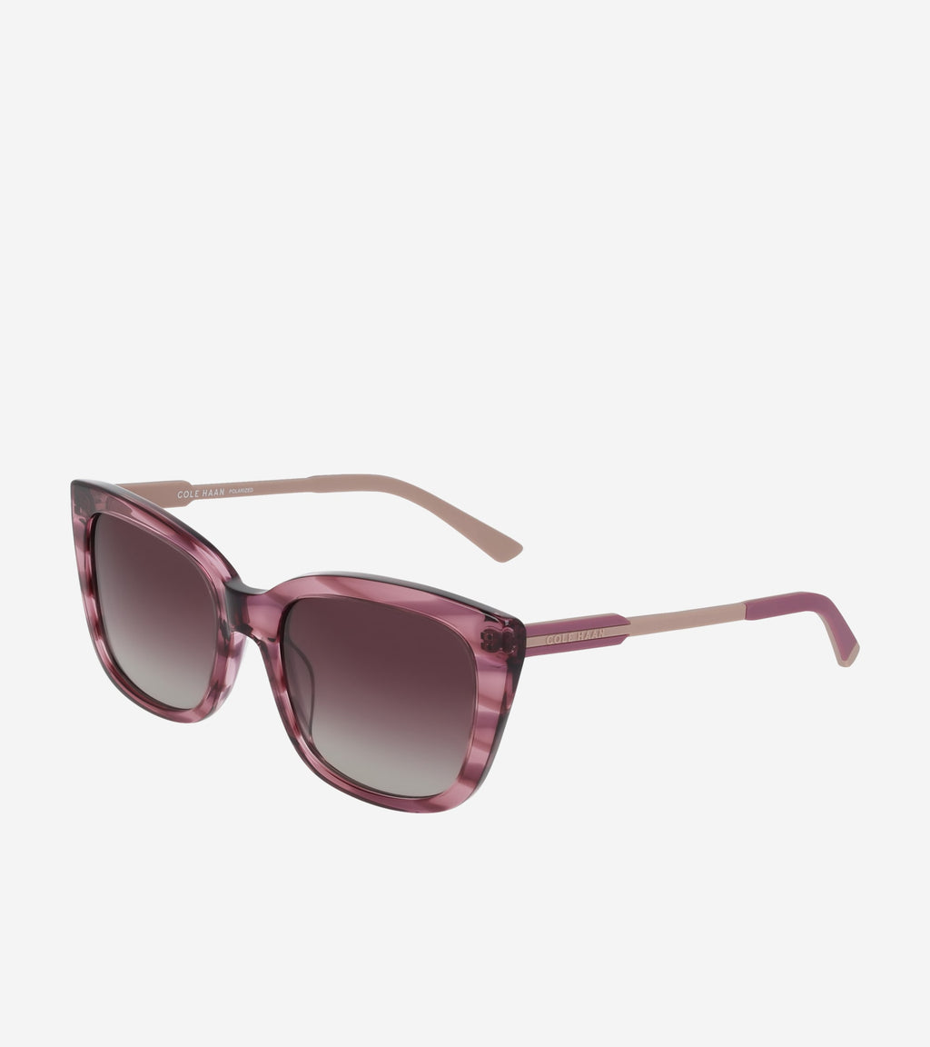 Horn Modified Rectangle Sunglasses-Mauve Horn